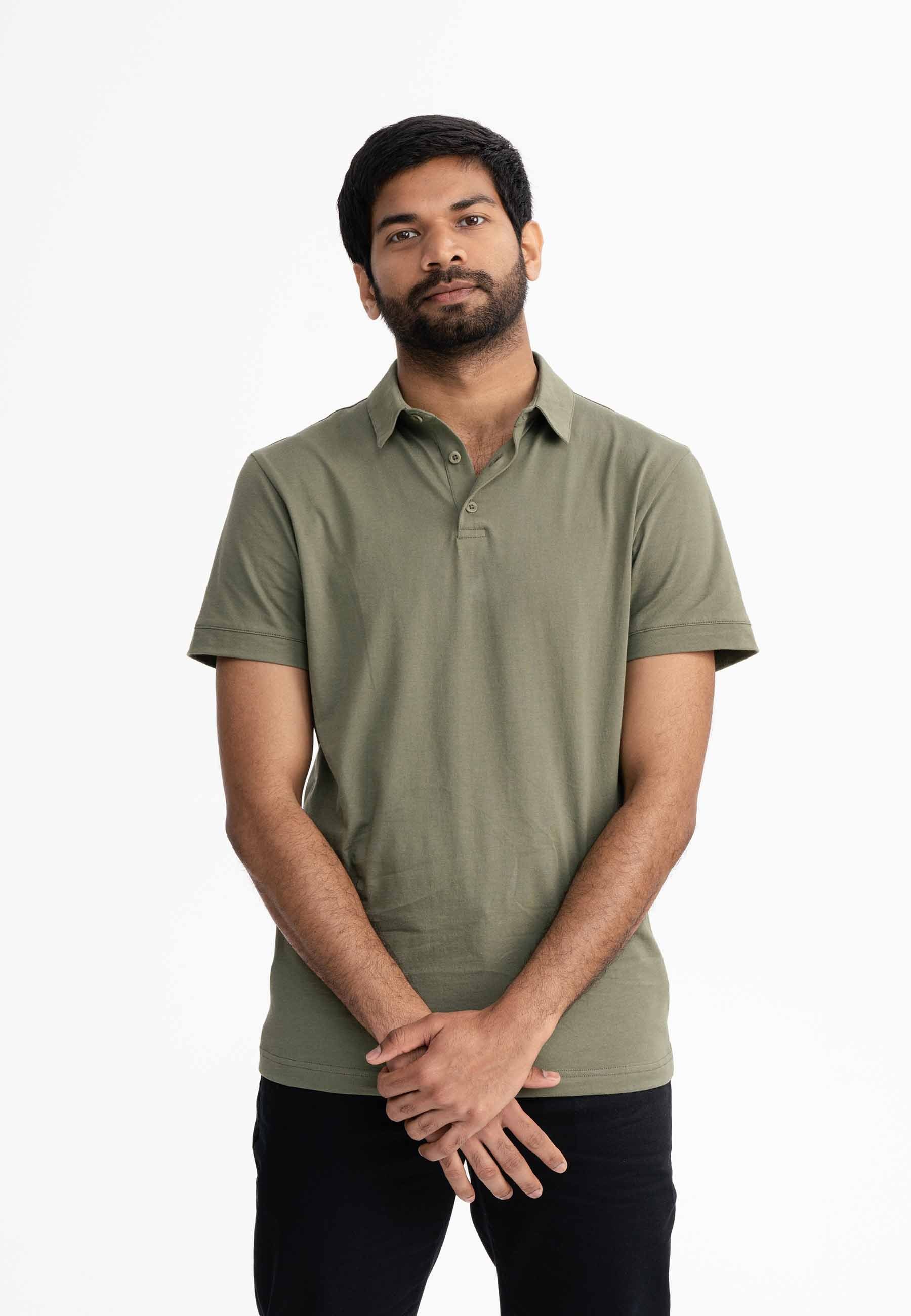 MELA Poloshirt Herren Poloshirt JASPAL kurze Knopfleiste