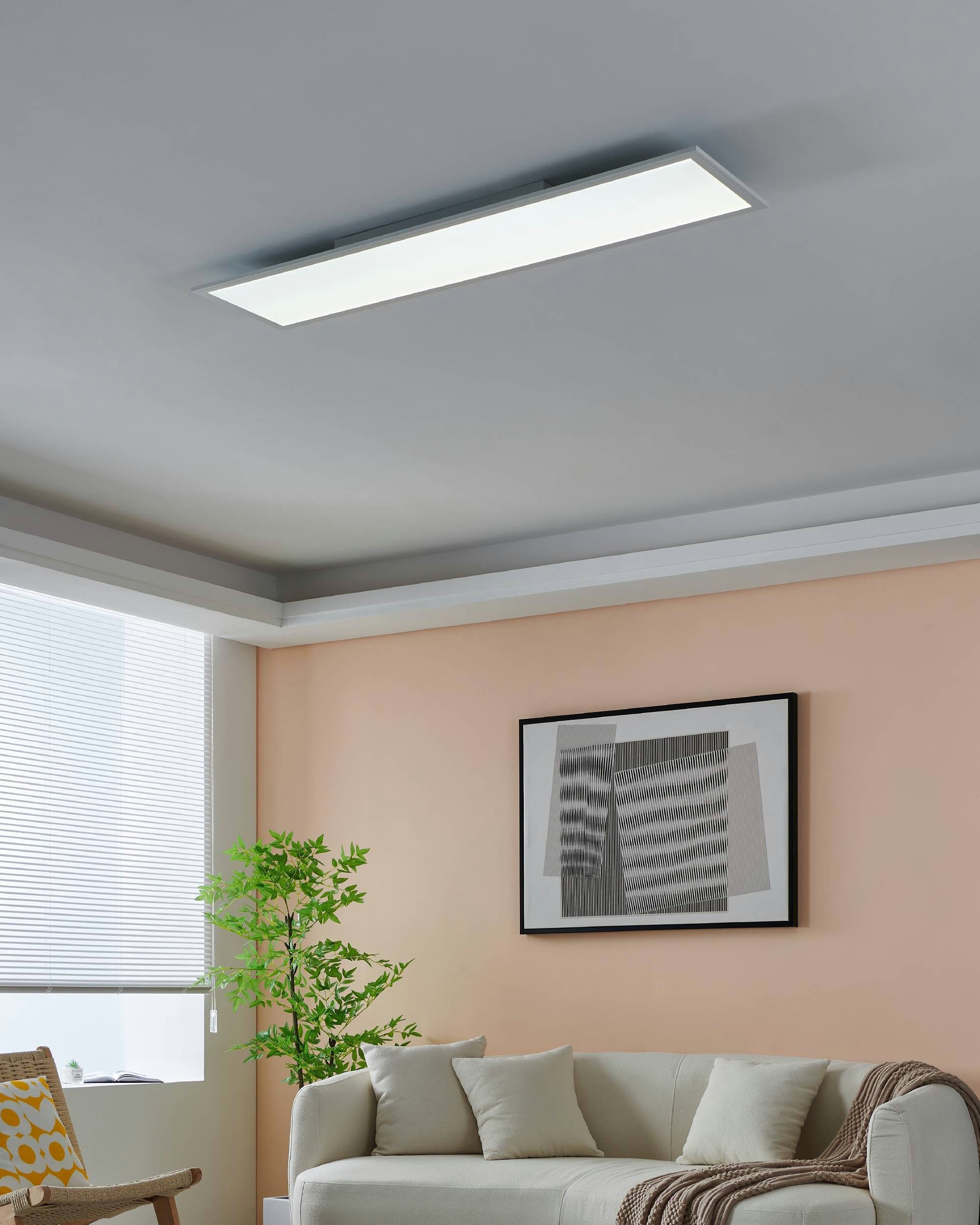 EGLO Deckenleuchte SALOBRENA-Z, Bluetooth, CCT - über Fernbedienung, Dimmfunktion, Farbsteuerung, Farbwechsel, Memoryfunktion, Nachtlichtfunktion, Smart Home, Weckerfunktion, dimmbar über Fernbedienung, mehrere Helligkeitsstufen, LED fest integriert, warmweiß - kaltweiß, Disco-Modus, App/Sprachsteuerung Alexa,120x30x5cm, exkl. Fernbedienung