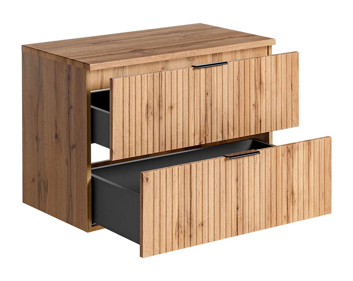 einfachgutemoebel Waschtisch-Set Badezimmer Waschplatz Portree 80cm, Oberplatte oak, Wotan-Eiche, (Badmöbel Set, 1-St., Waschtisch Unterschrank)