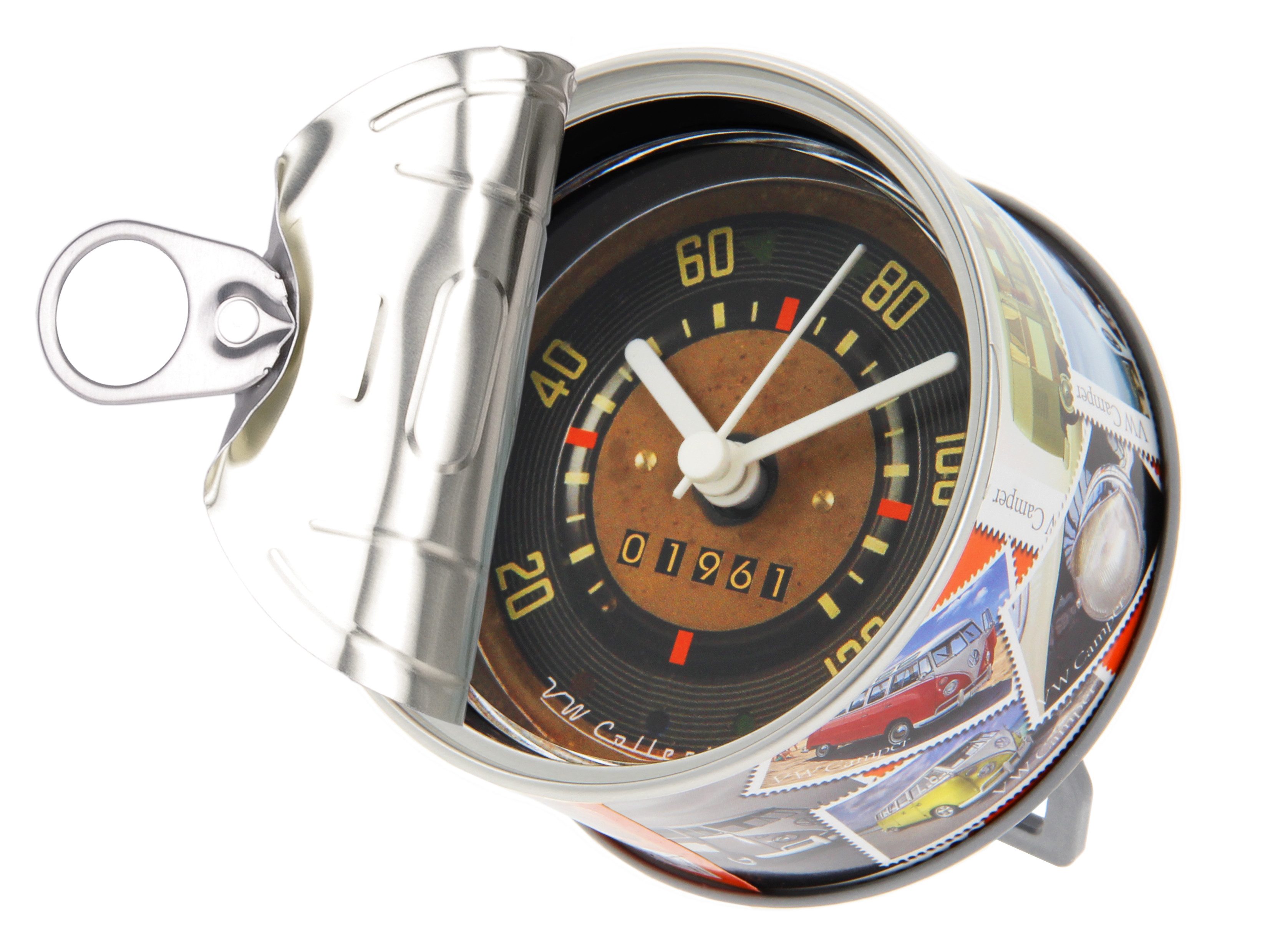 VW Collection by BRISA Tischuhr Vintage Volkswagen Uhr magnetischer Wecker im Bulli Tacho Design