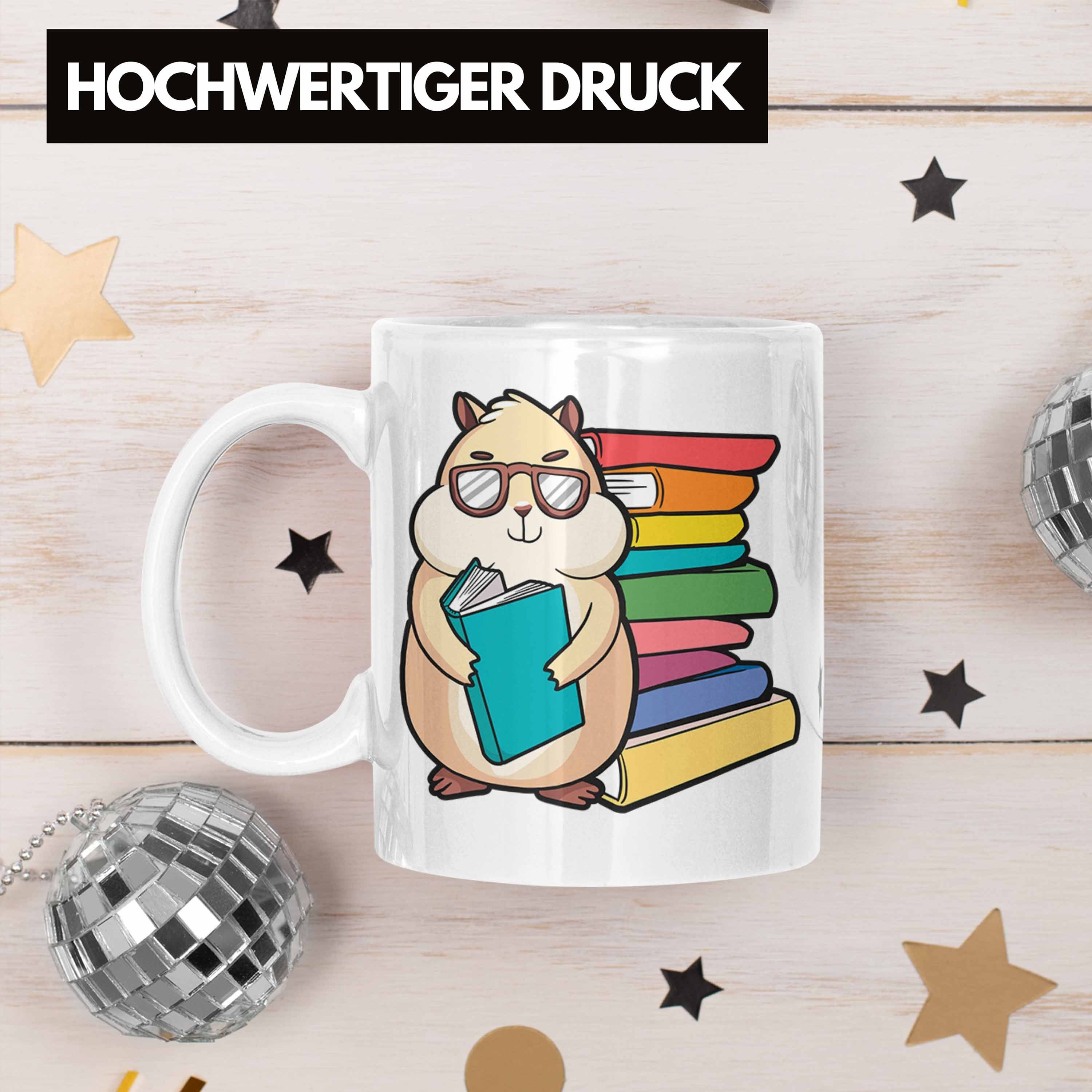 Hamster Trendation Geschenkidee Bücher Tasse Grafik Leseratte Weiss Les Tasse Lesen Geschenk