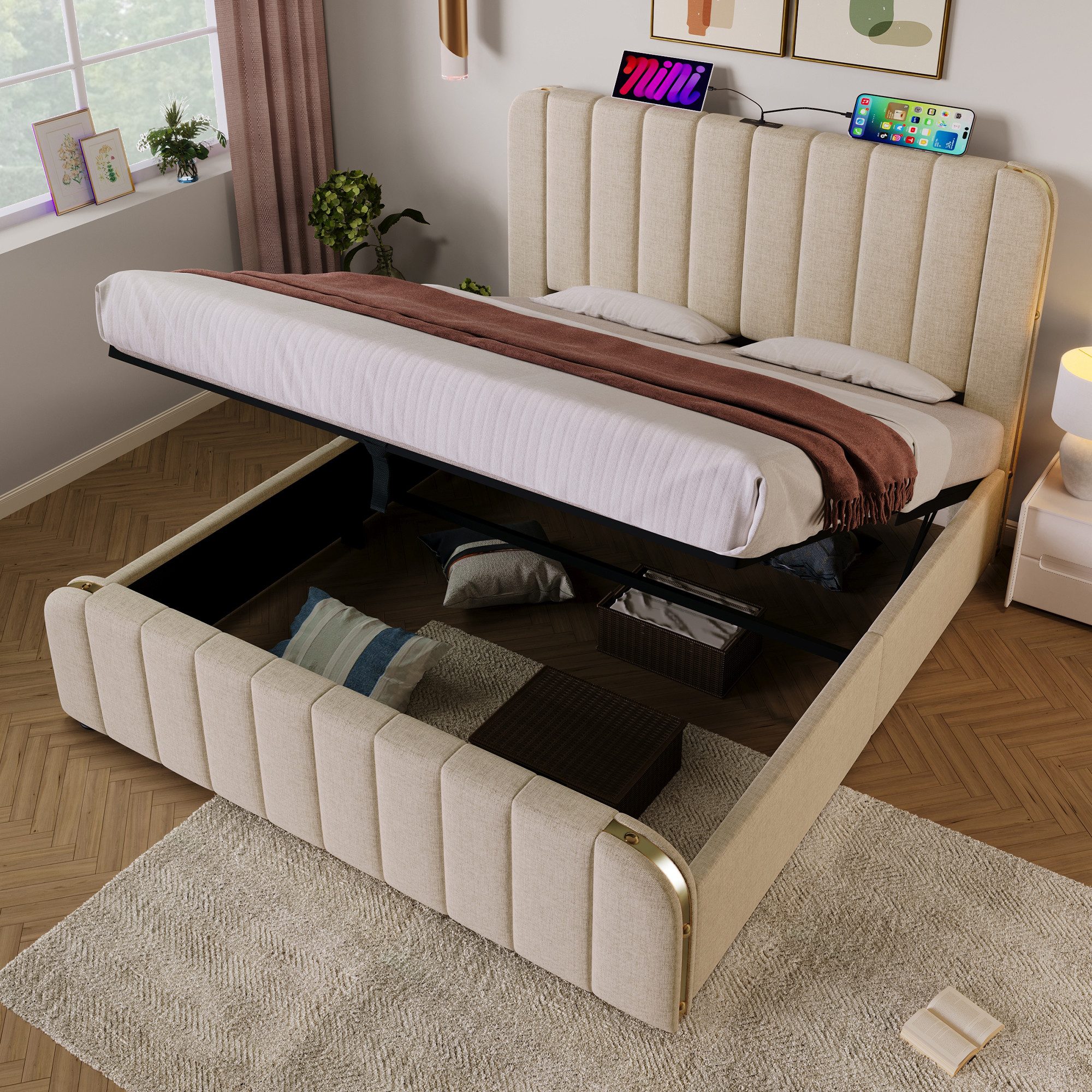 STILVORA Polsterbett Bettgestell 140×200 gepolsterte Kopfteil günstig online kaufen