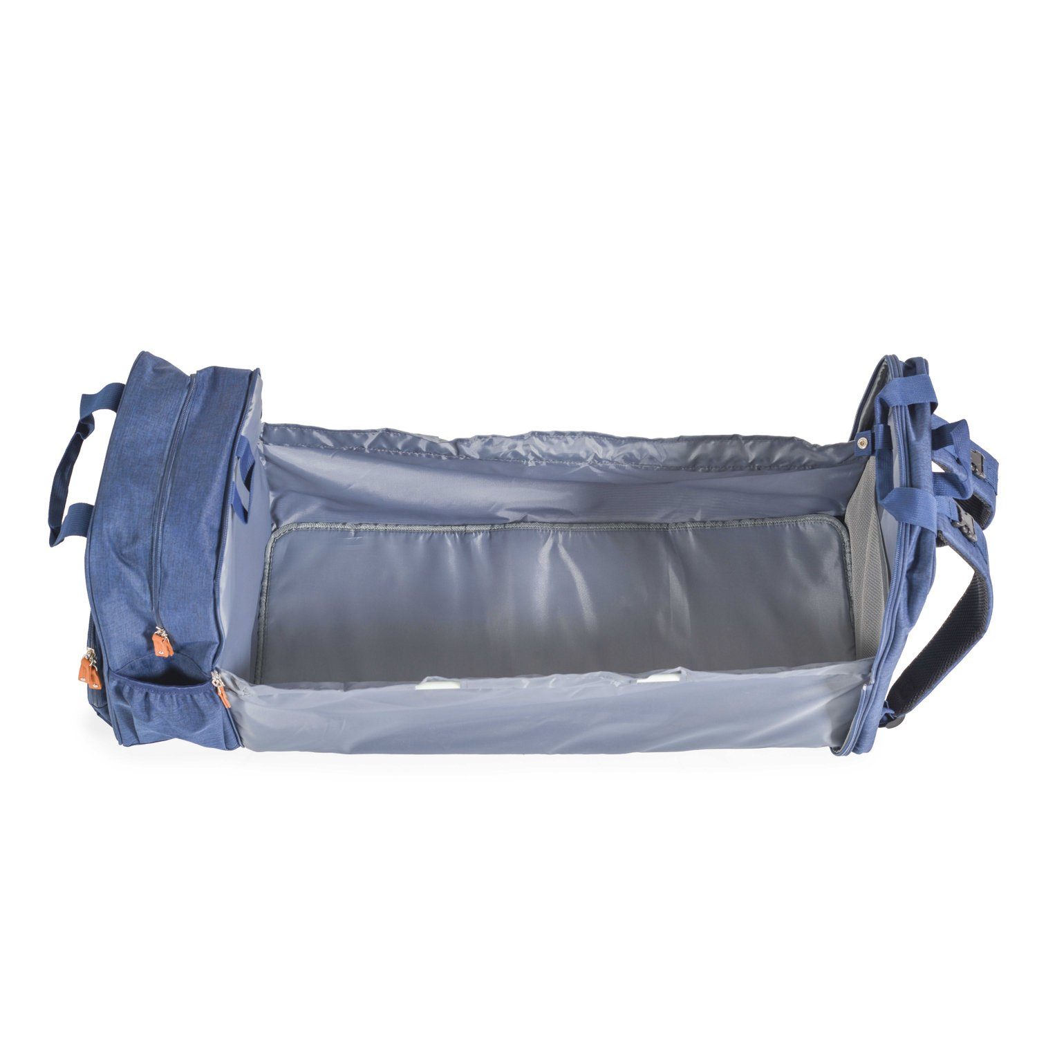 Reißverschluss Wickeltasche blau Babybett Kinderwagentasche Rucksack 2 Clips Cangaroo in 1 (1-tlg), Liana