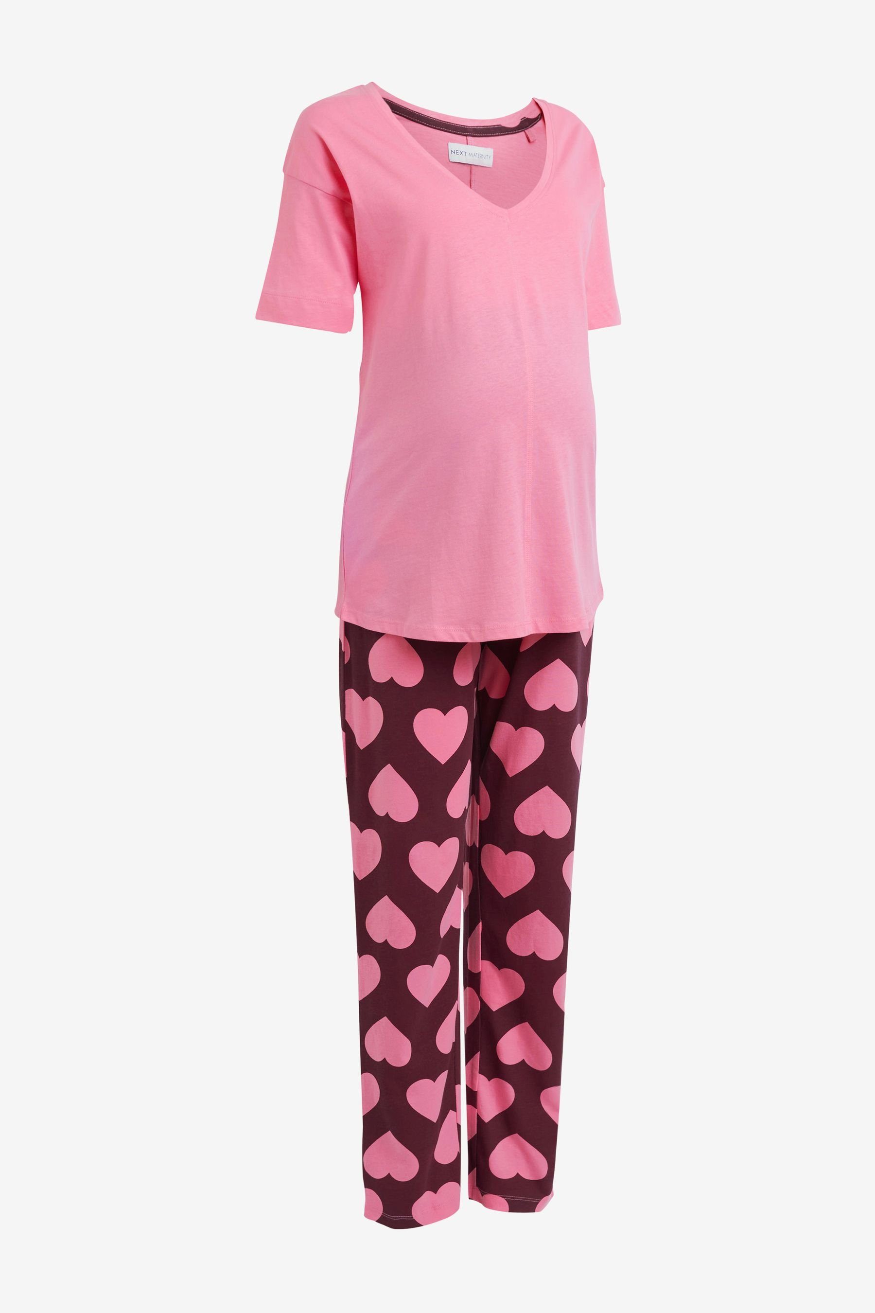 Next Umstandspyjama Baumwoll-Pyjama, Umstandsmode (2 tlg) Pink Heart