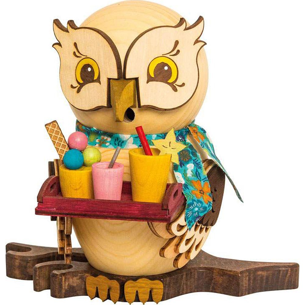 Kuhnert Räuchermännchen Räuchereule mit Cocktails (15cm) von Drechslerei Kuhnert