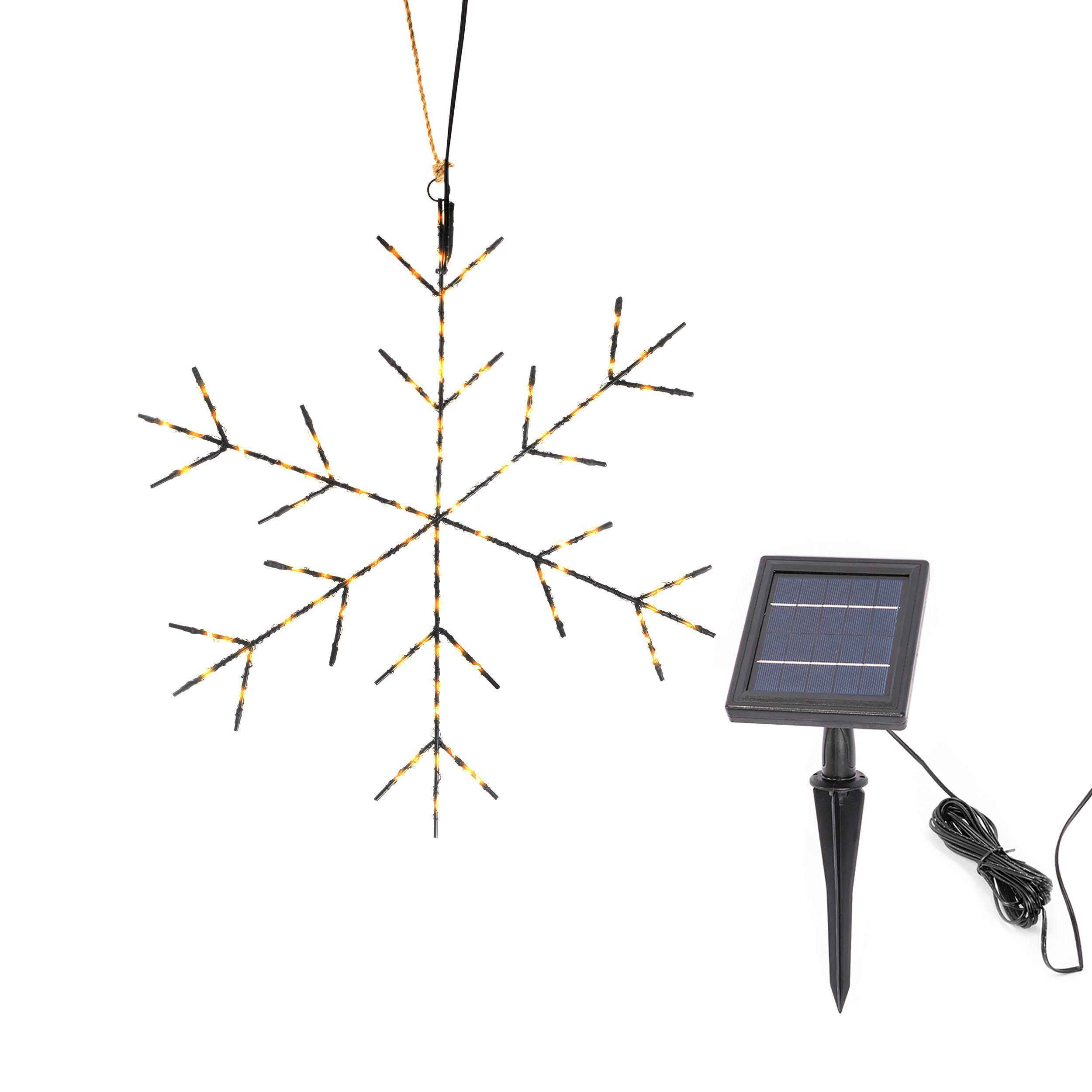 esotec LED-Hängeleuchte Solarleuchte Schneeflocke Ø40cm 200LEDs 2800K Weihnachtsdeko 103407, LED fest integriert