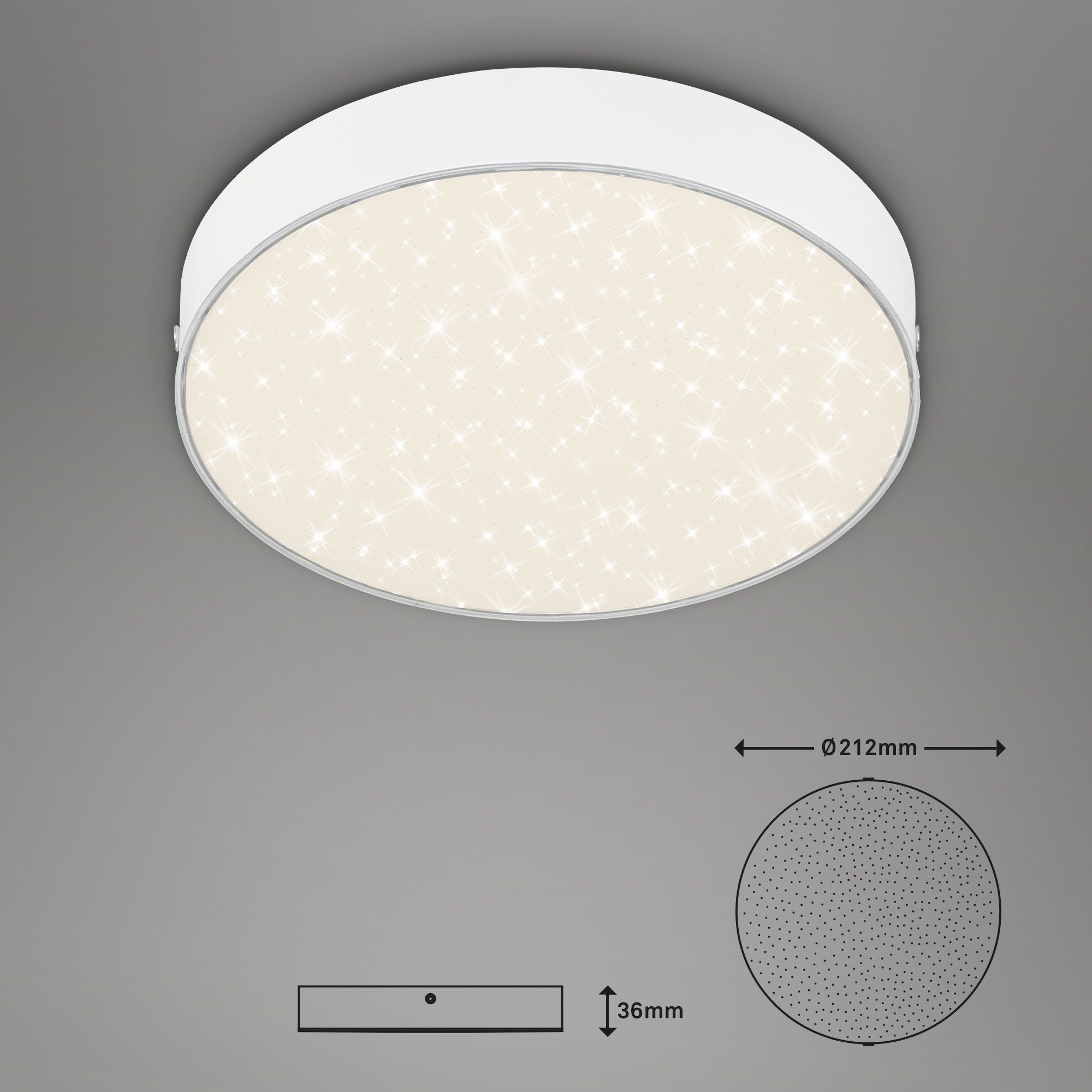 LED Warmweiß, Briloner LED, LED-Sternenhimmel weiß, Leuchten verbaut, fest 7073-416, Deckenlampe