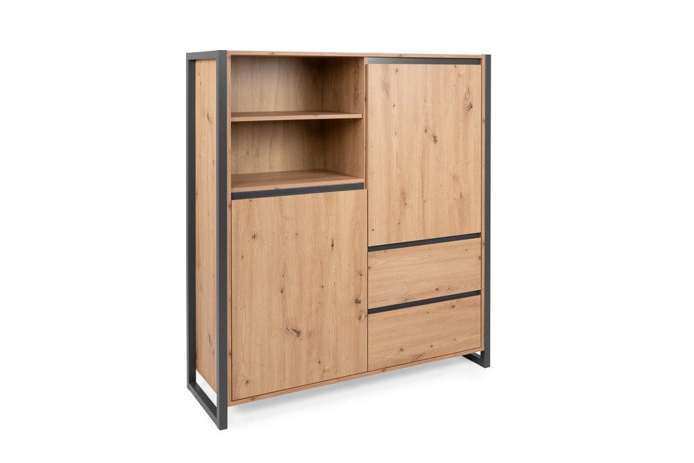 Finori Vitrine Highboard Denver, Artisan Oak / anthrazit, Industrial Look