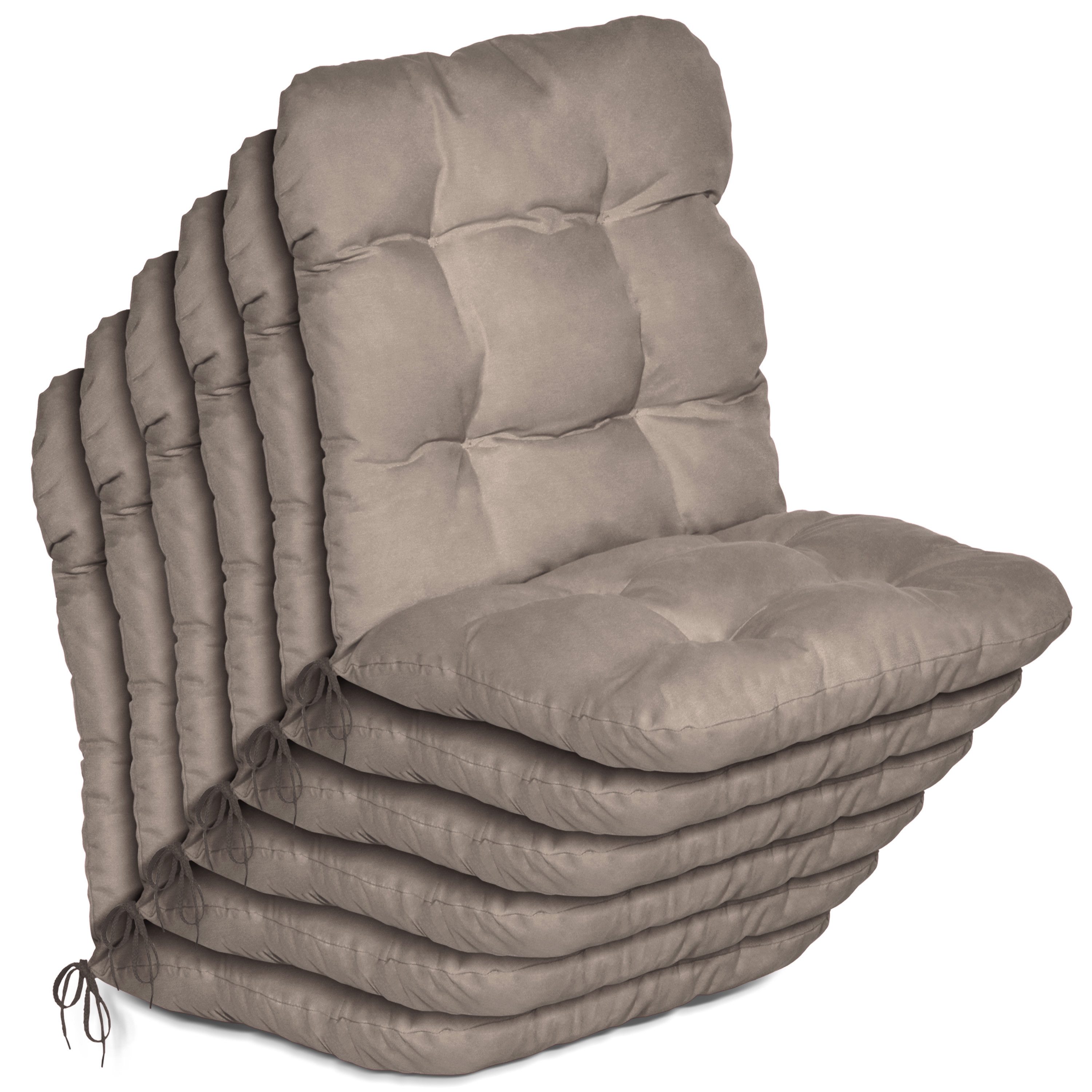 Sitzauflage 6er Set Niedriglehner Auflagen Set Flair NL, 100x50x8cm, Taupe