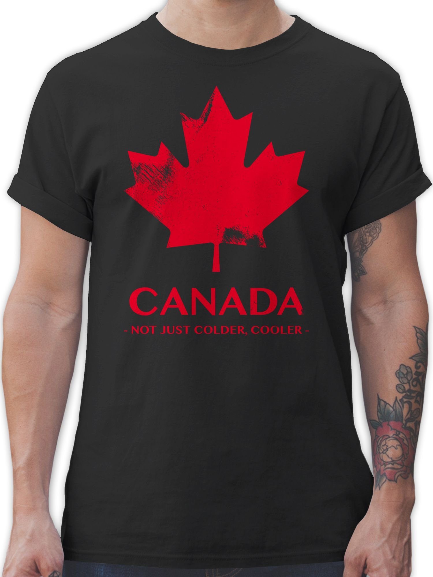 Shirtracer T-Shirt Canada Not just colder cooler - Souvenir Geschenk Länder Wappen 1 Schwarz