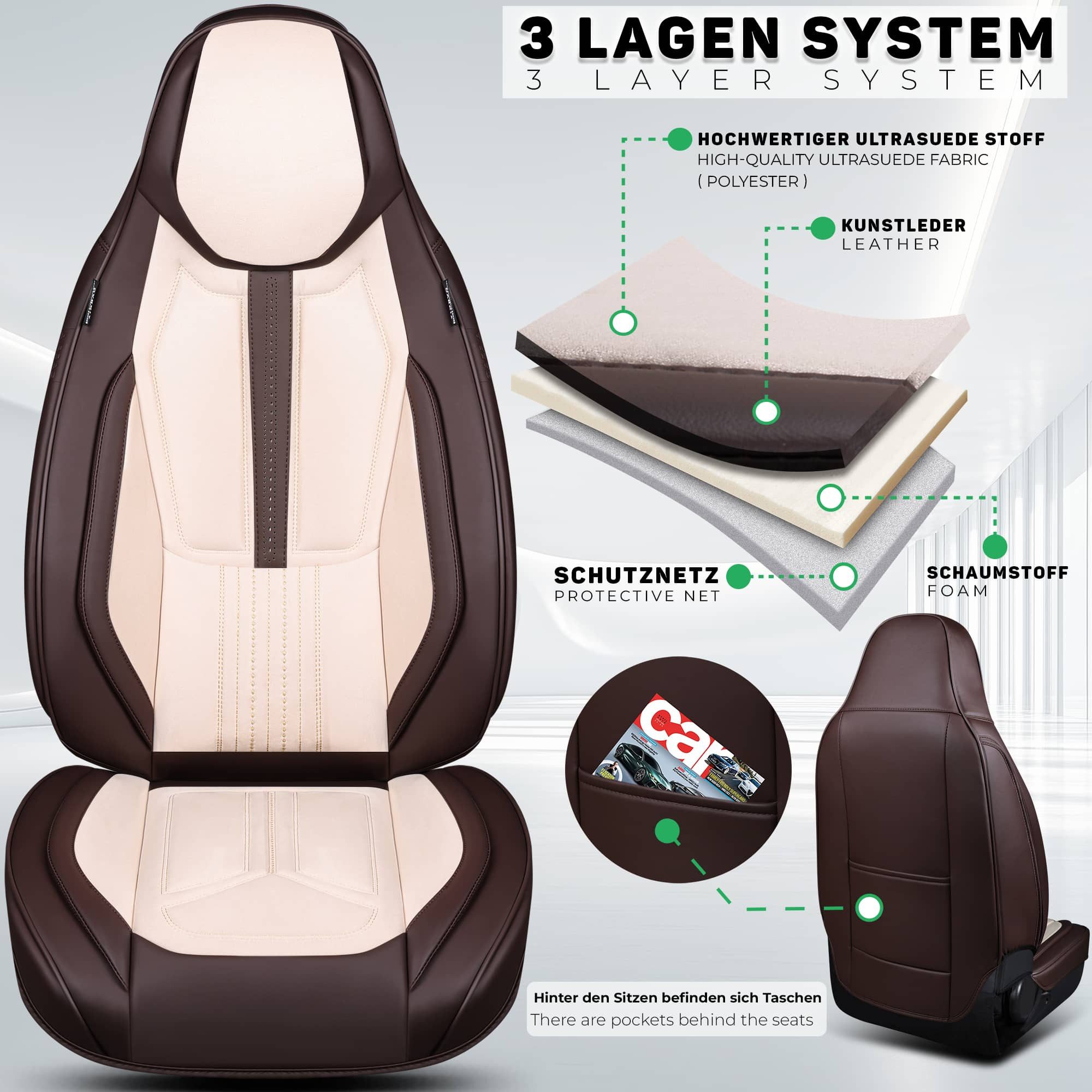 BREMER SITZBEZÜGE Autositzbezug für Peugeot Bipper Tepee Bj 2008-14 DS8, Set, 2-tlg., Schonbezüge Sitzbezüge Fahrer und Beifahrer, in Braun/Beige