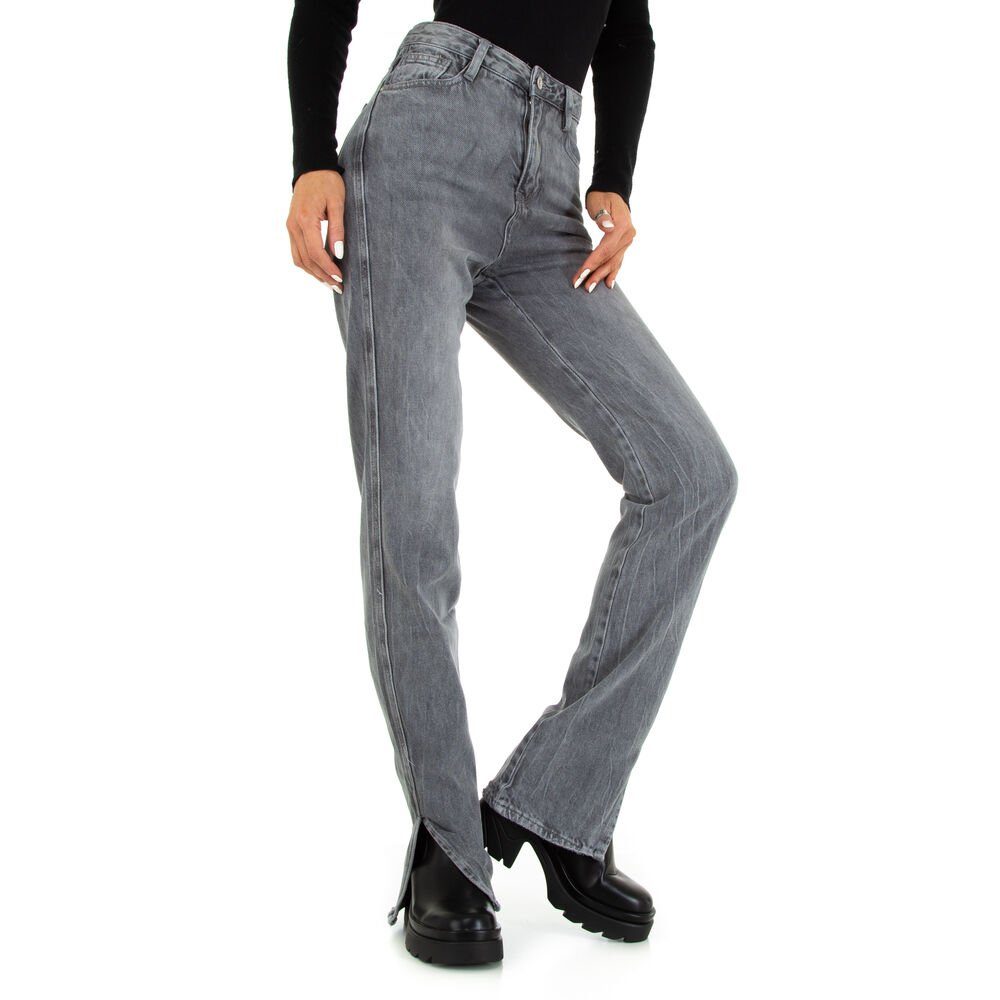 Ital-Design Straight-Jeans Damen Freizeit Straight Jeans Leg Grau in