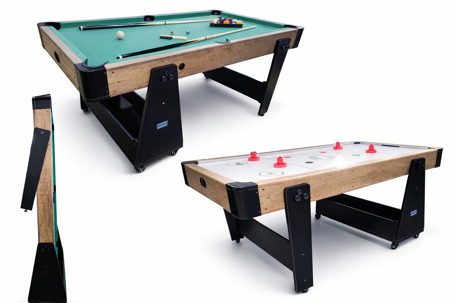 Spieltisch Multi Airhockeytisch / Billardtisch Holzoptik - 2-in-1