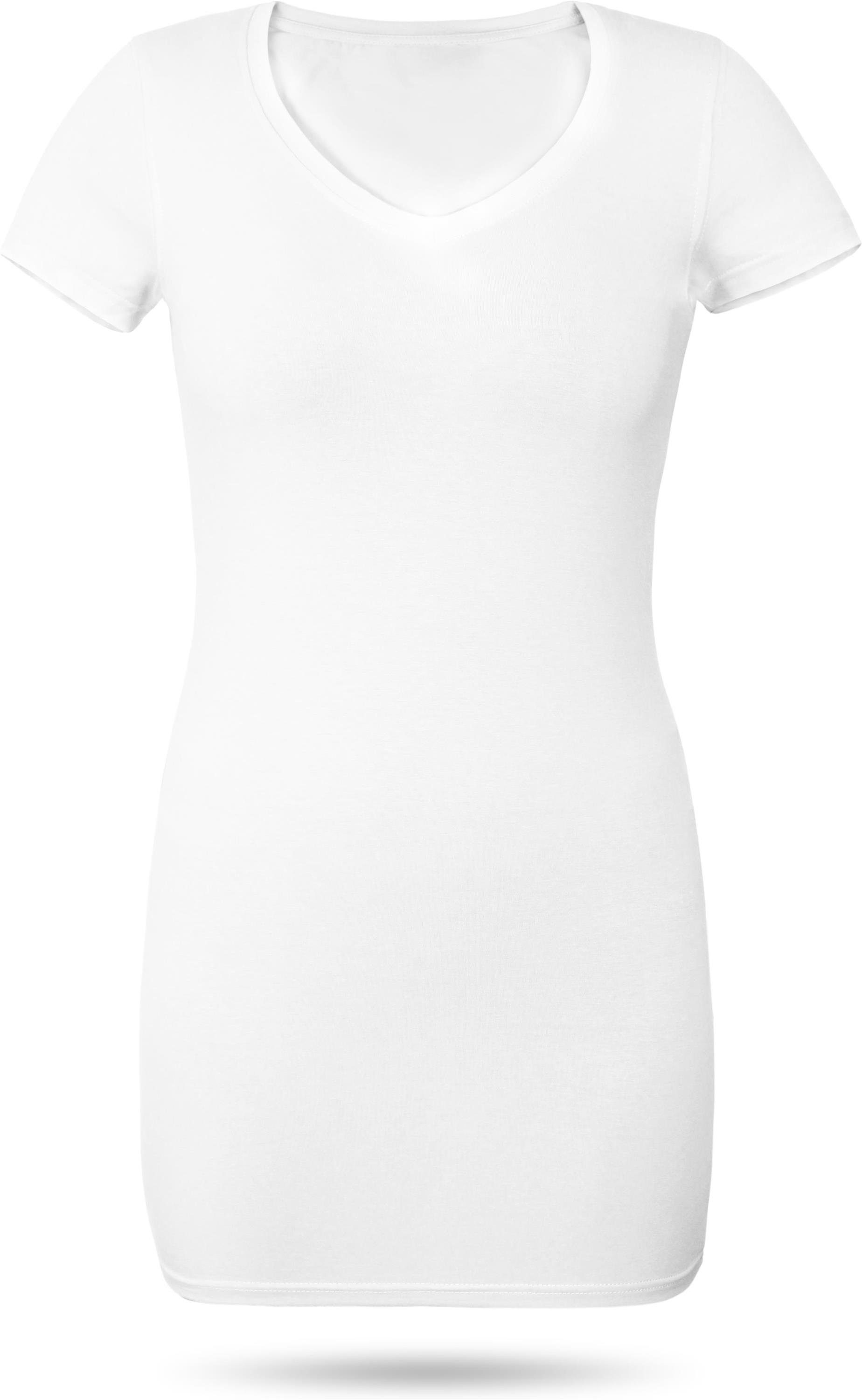 normani Kurzarmshirt Figurbetontes Weiß kurzarm Basic V-Ausschnitt Damen Shirt mit T-Shirt Siena