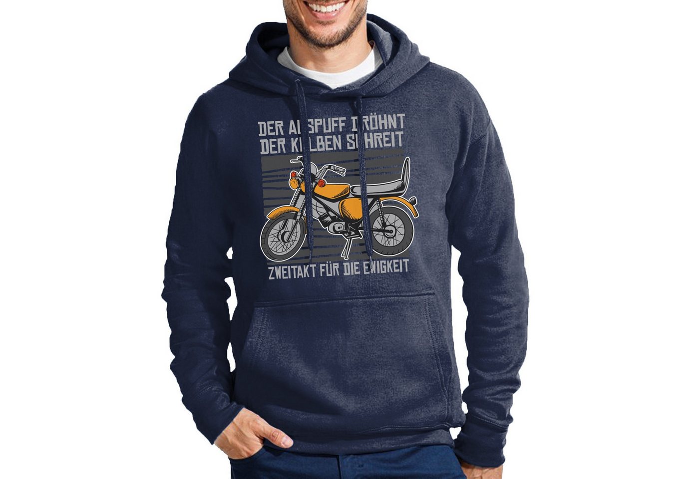 Blondie & Brownie Hoodie Zweitakt Herren Hoodie Print Simson Motorrad Zweirad Vater Mann Kultig (Einzelstück, Einzelartikel) Zweitakt Herren Hoodie Ringding Edition