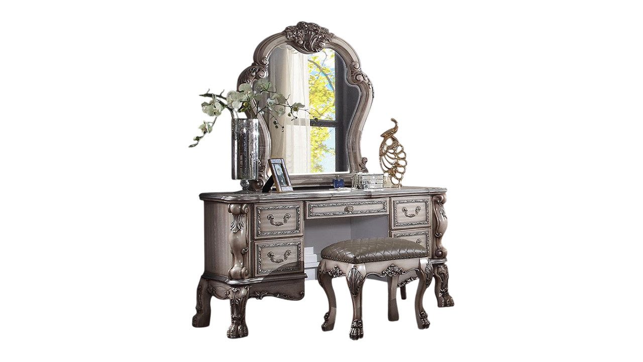 JVmoebel Schminktisch Konsole Klassische Tisch Spiegel Kommode Schlafzimmer Anrichte 2tlg, Made in Europa