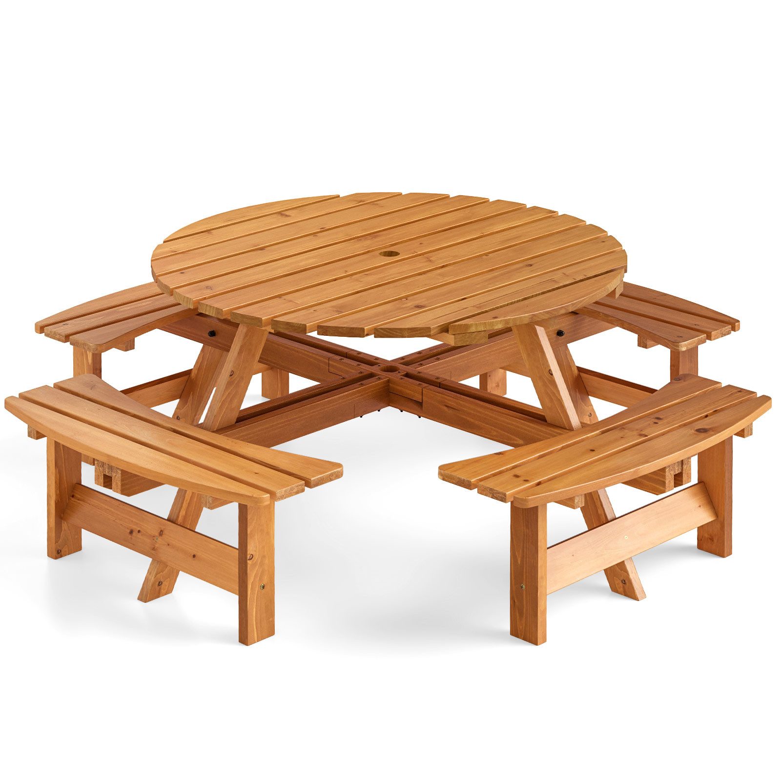 COSTWAY Bierzeltgarnitur, (5-tlg), Gartentisch mit Schirmloch, günstig online kaufen