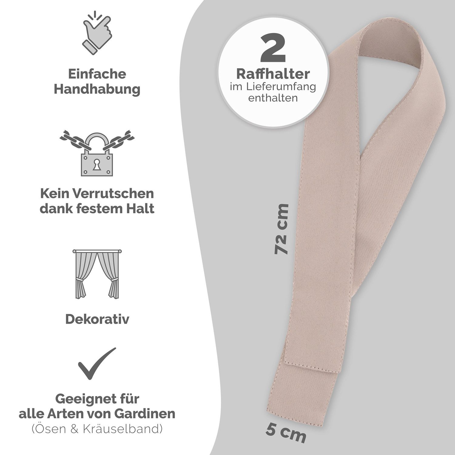 Blumtal Raffhalter Raffhalter für Vorhänge 2er-Set, Raffhalterung in 72x5 c günstig online kaufen