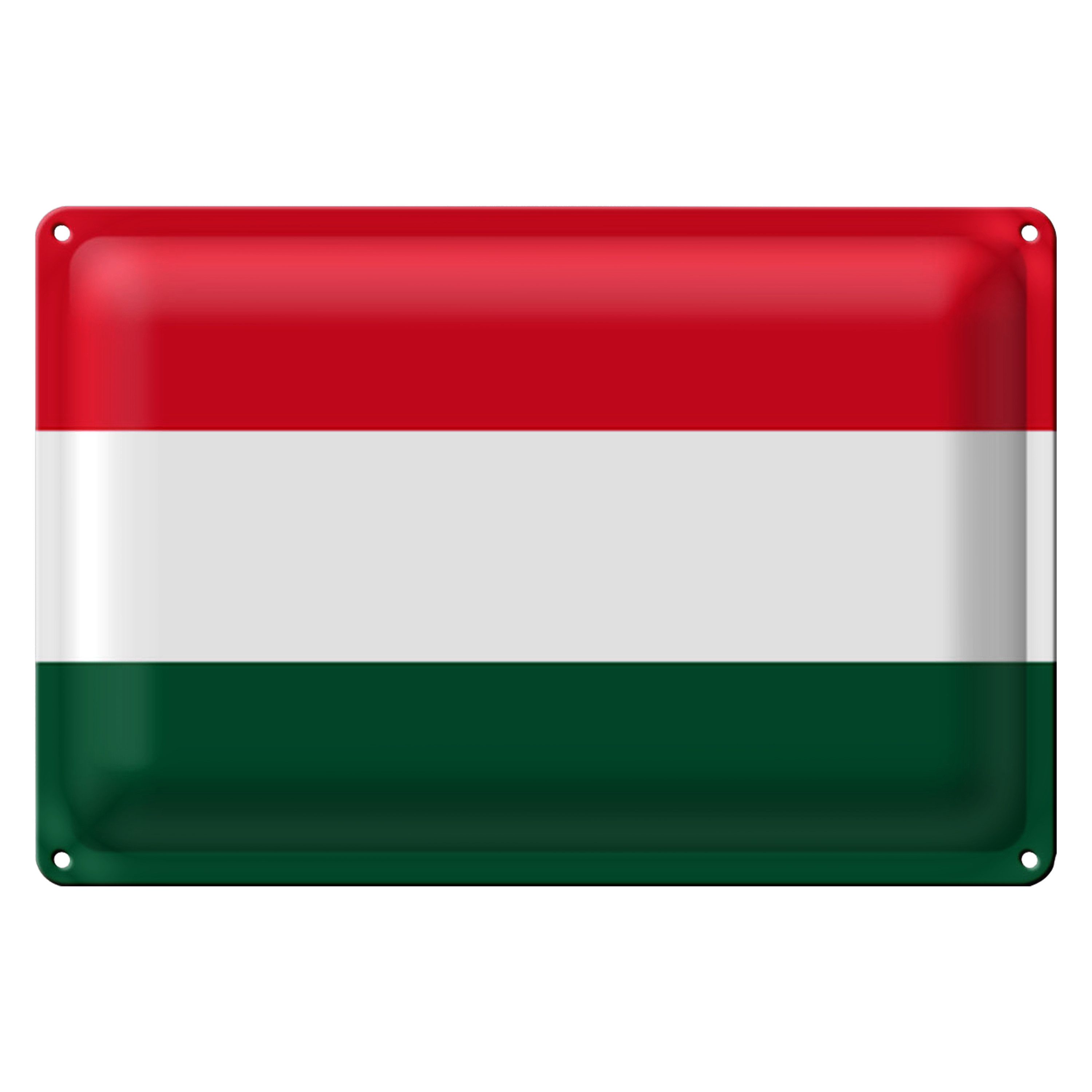 Roomando Metallschild Blechschild Flagge Ungarn 30x20cm Flag of Hungary