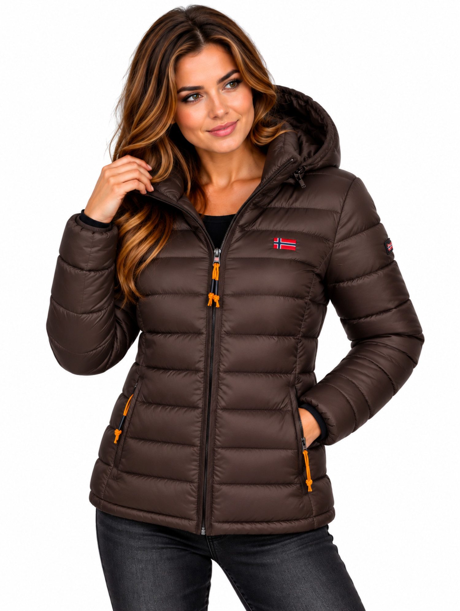 Geographical Norway Steppjacke Damen Herbst Winter Jacke Steppjacke Outdoor Übergangs leicht Kapuze
