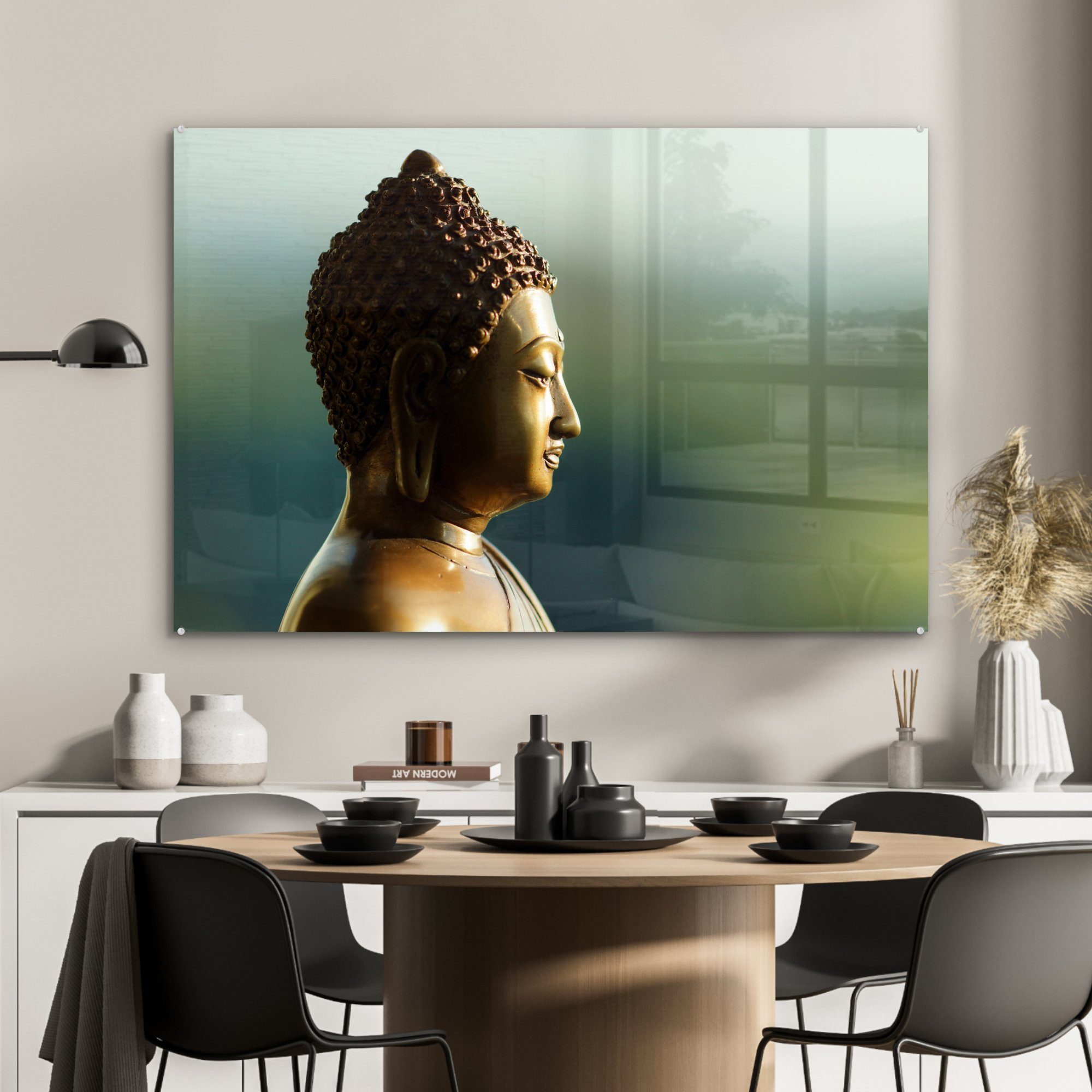 MuchoWow Acrylglasbild St), Acrylglasbilder Schlafzimmer Wohnzimmer Bild (1 Fotodruck, & Buddha