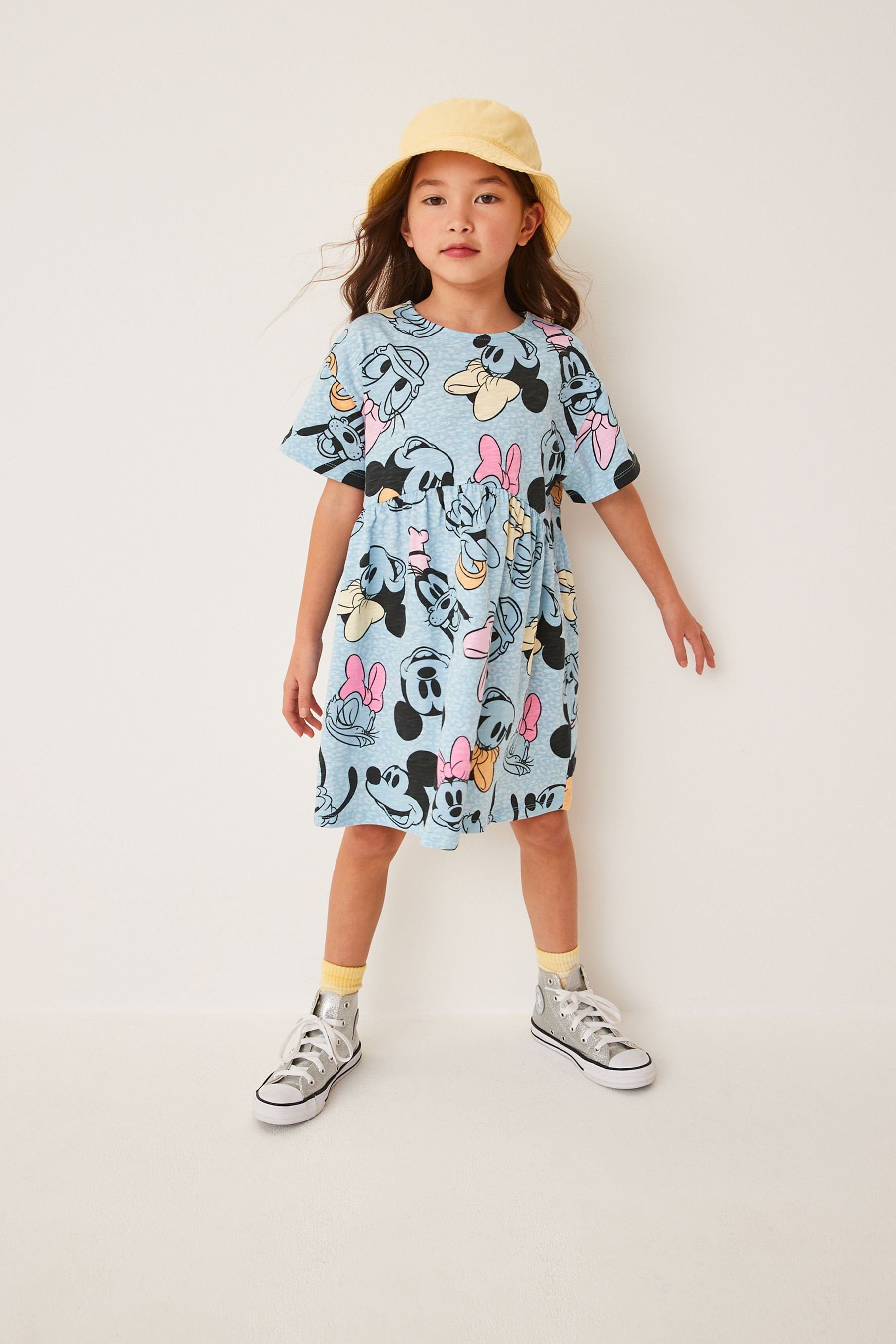Next Jerseykleid Kurzärmliges Jersey-Kleid (1-tlg) Disney Mickey Mouse & Friends Blue Animal Print | Jerseykleider