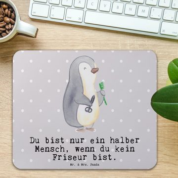 Mr. & Mrs. Panda Mauspad Friseur Herz - Grau Pastell - Geschenk, Eröffnung Friseur, Einzigarti (1-St), rutschfest
