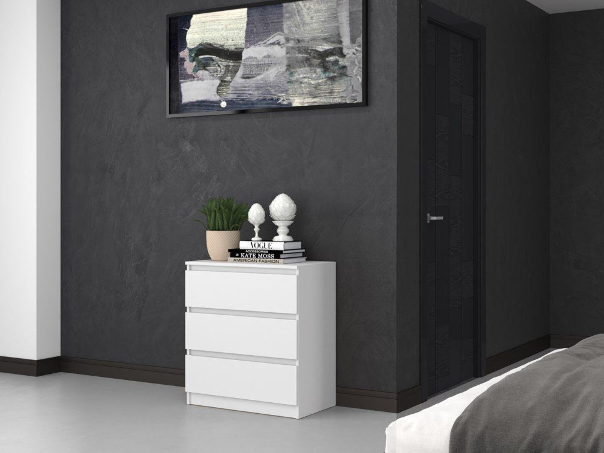 Home Collective Kommode Highboard Sideboard für Flur Schlafzimmer Wohnzimmer (Perfekt für Wohnzimmer, Schlafzimmer oder Esszimmer), mit 3 Schubladen, Breite 70 cm Höhe 75, weiß