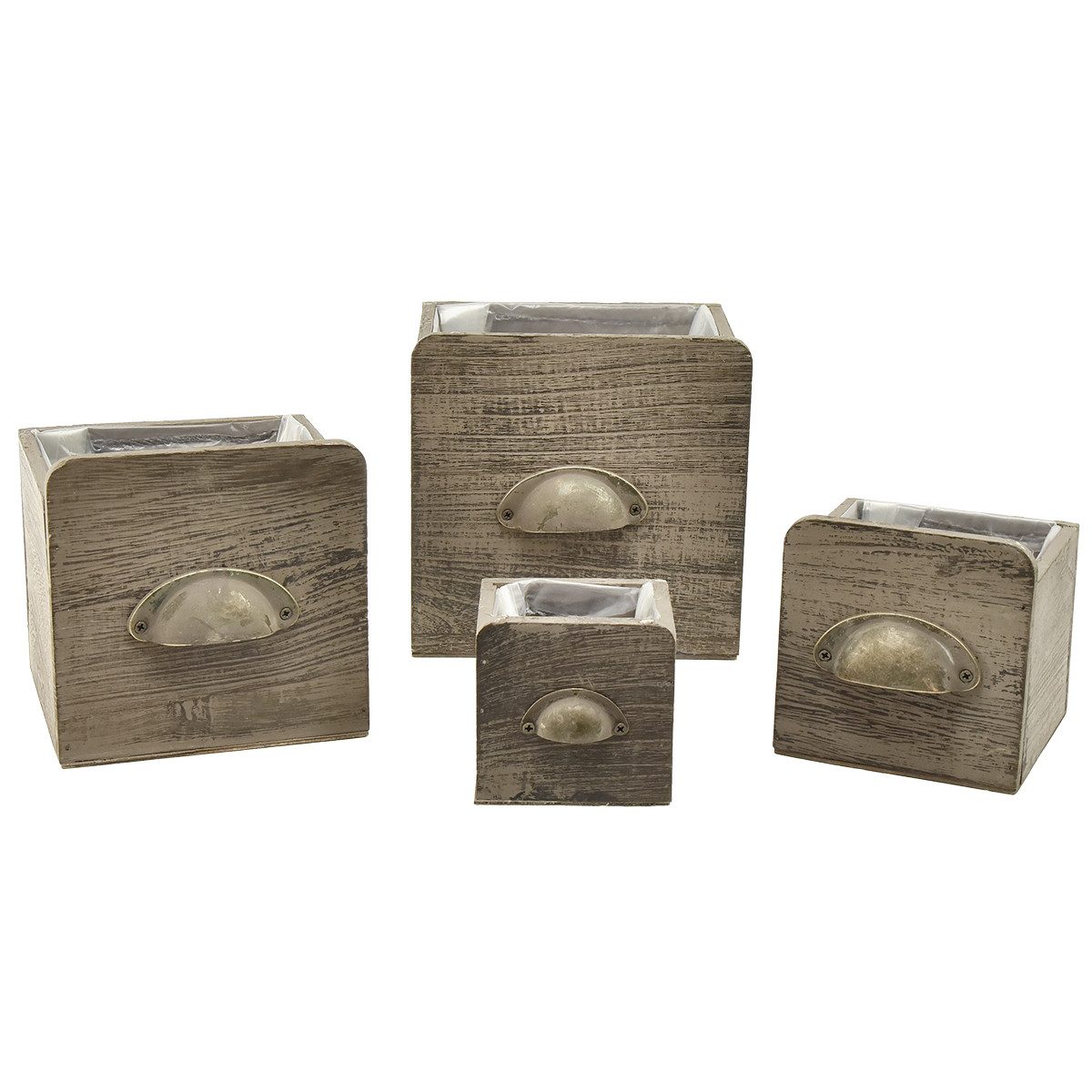 Florists Products Dekokorb 4er-Set Rustikale Holz Schubladen mit Griffen, Vielseitig
