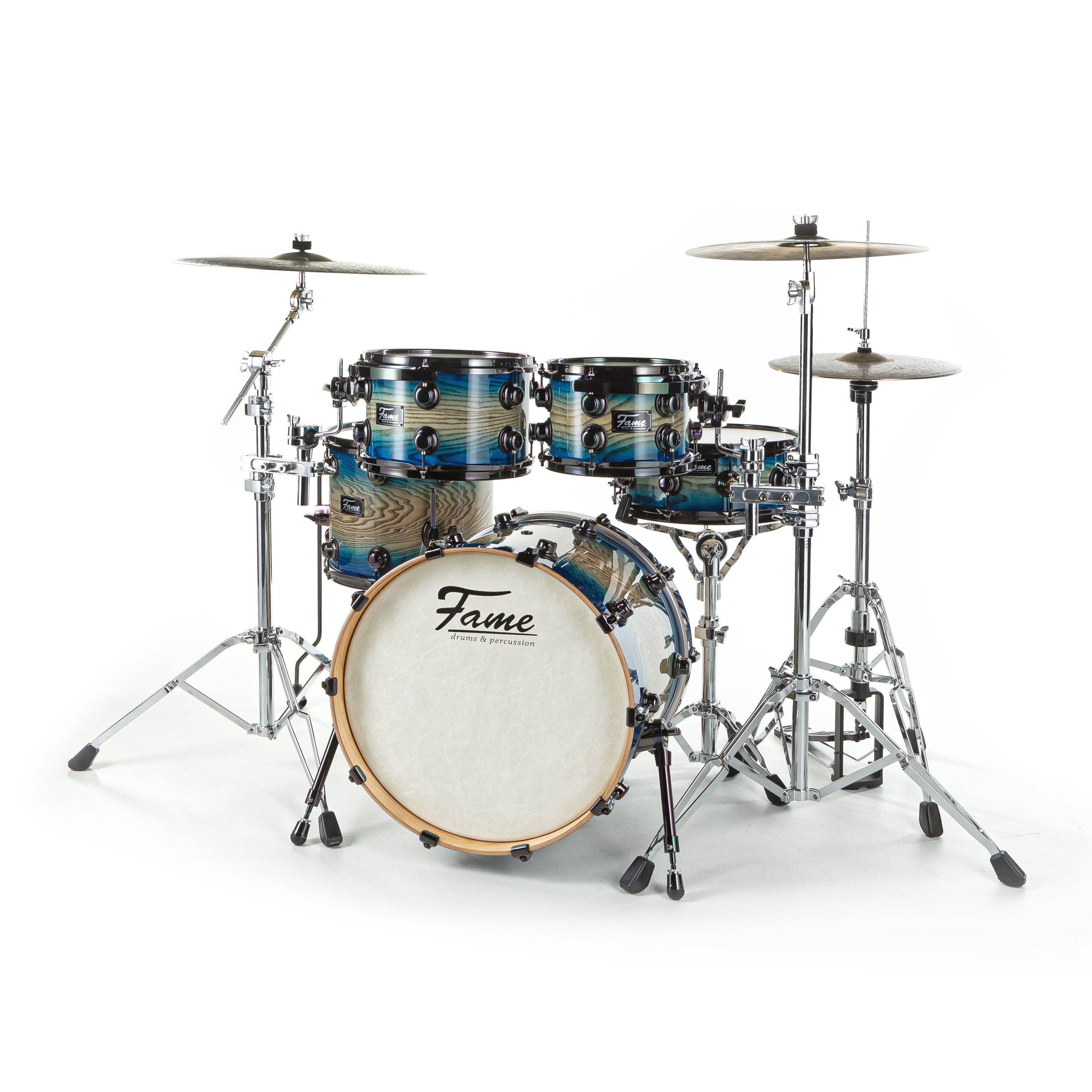 FAME Schlagzeug, Percussion, Cajons, Fortress Studio Bundle Blue - Drum-Set