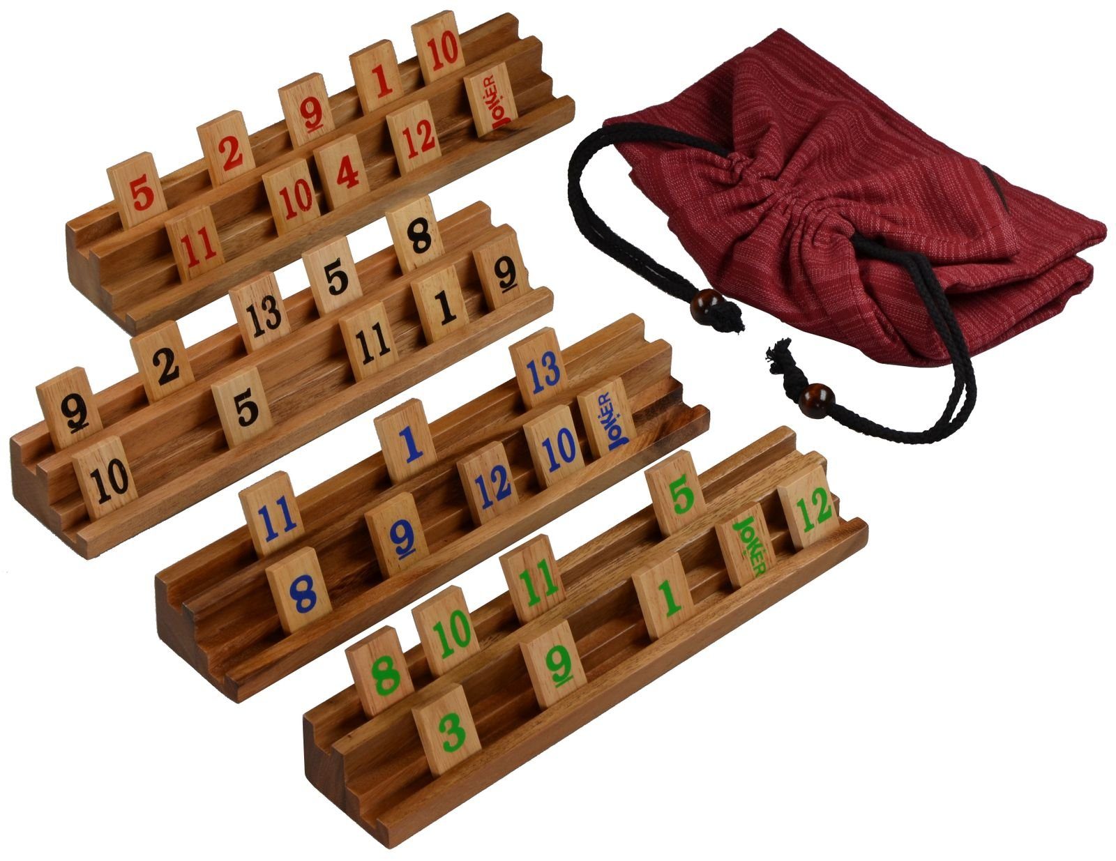 Logoplay Holzspiele Spielesammlung, Rummy Okey – Strategisches Legespiel aus edlem Holz für 2 bis 4 Spieler Holzspielzeug