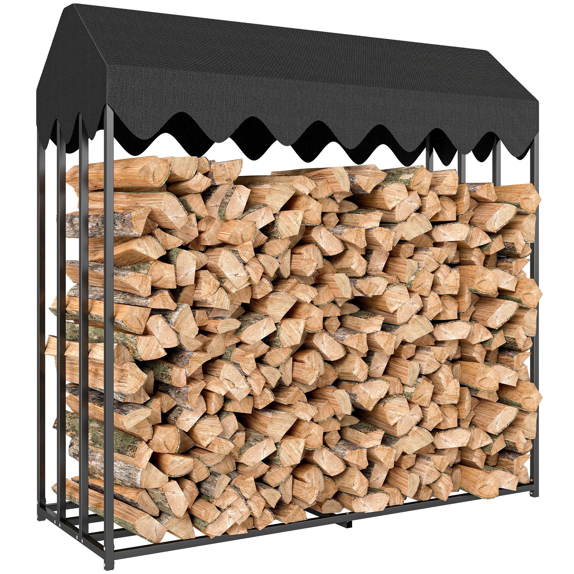 MC Star Kaminholzregal Kaminholzregal aus Metall für den Außenbereich, (mit wasserdichter Abdeckung, 186 x 70 x 185 cm, Schwarz)