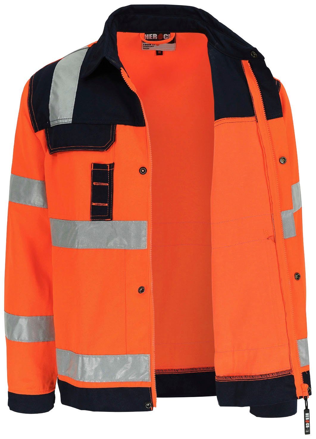 Arbeitsjacke Jacke Hochsichtbar orange Herock 5 5cm reflektierende Taschen, eintellbare Hochwertig, Hydros Bündchen, Bänder