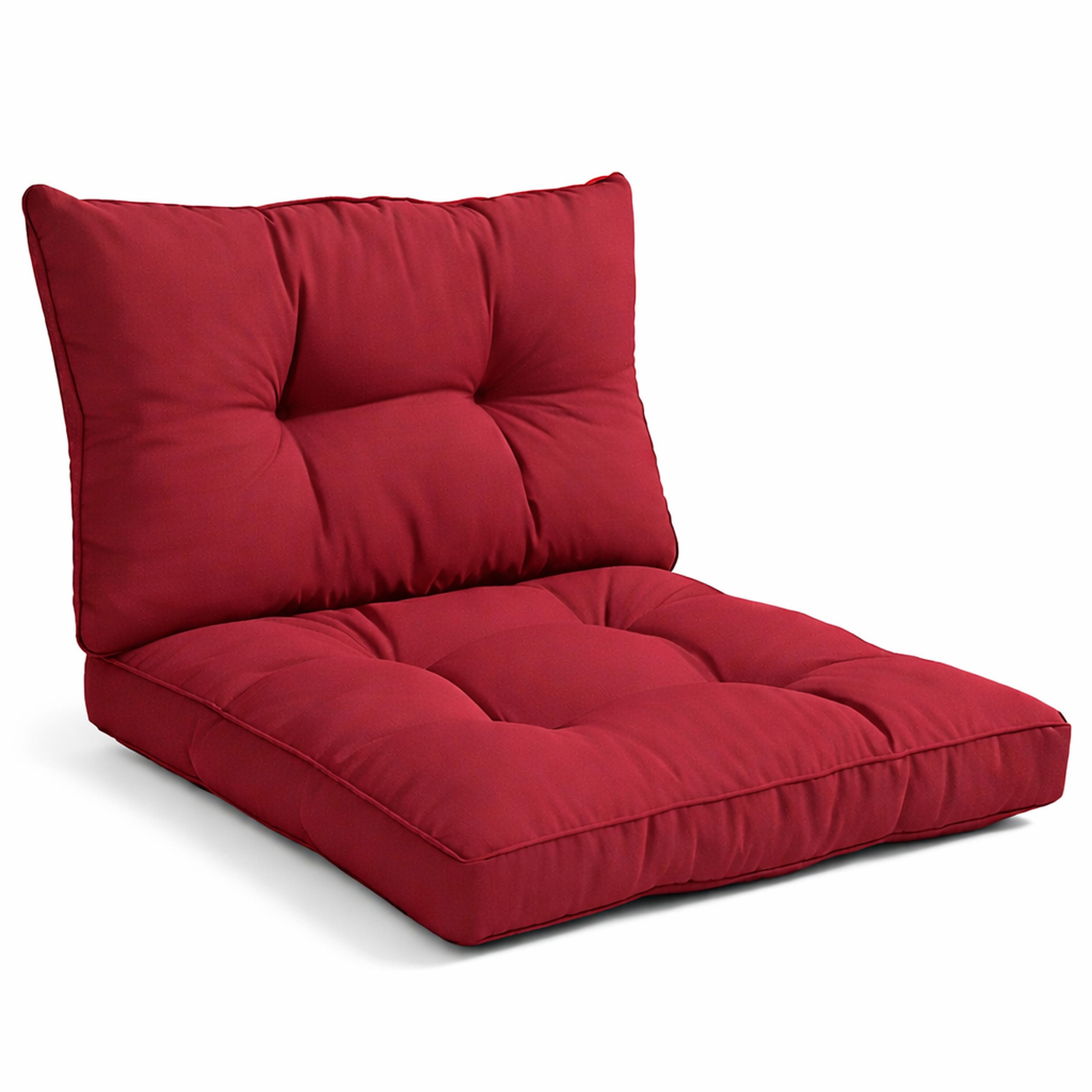 Beautissu Sitzkissen Lounge Kissen Set Outdoor Rot XLuna, 50x50cm, 50x40cm, Sitzkissen Gartenstuhl 10 cm dick Sitzpolster Auflagen für Gartenmöbel