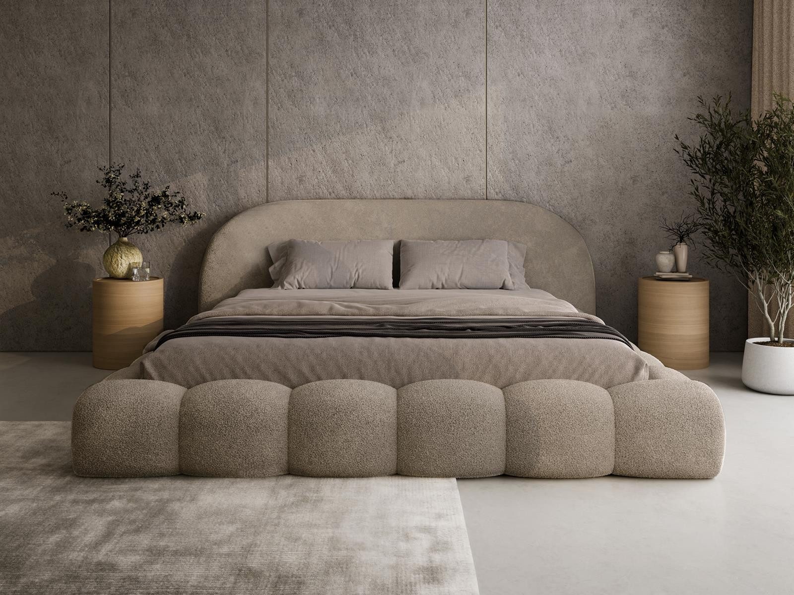 Compleo Polsterbett OMBIS, Wolkenbett mit Bettkasten und Lattenrost, Designer-Bett, MADE IN EU