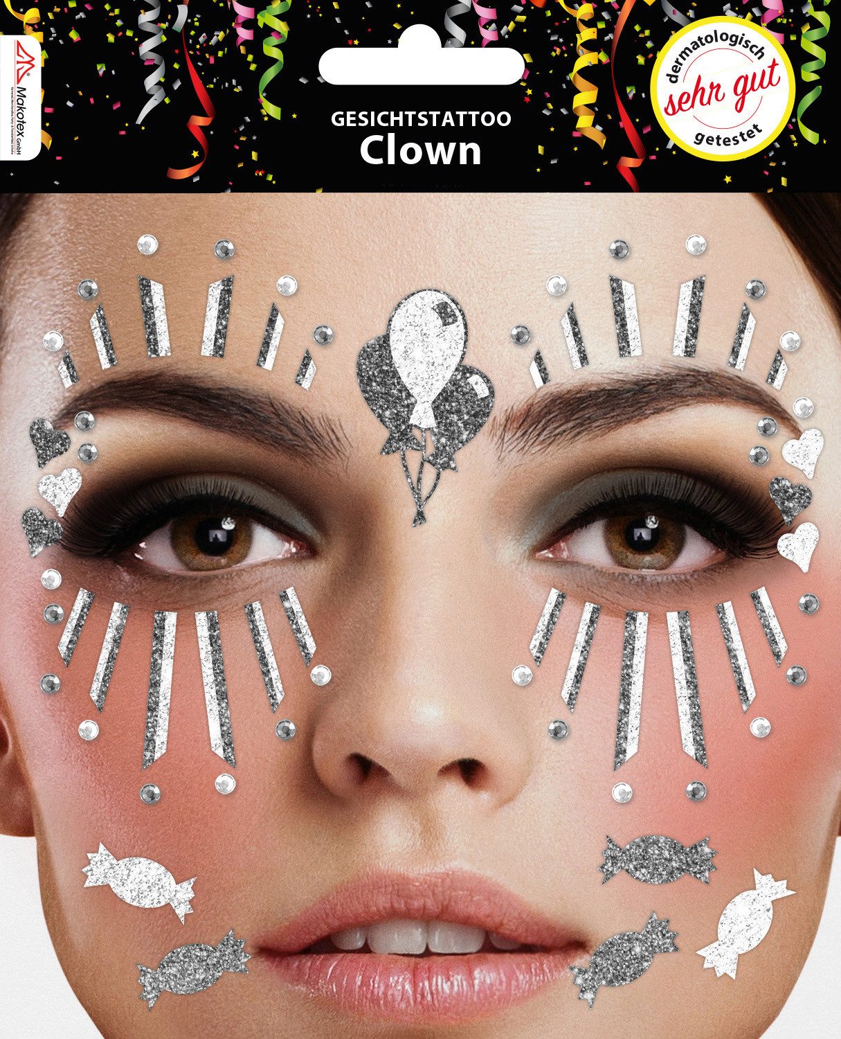 Bock-op-Kölle Schmuck-Tattoo Bock op Kölle Gesichtstattoo - Temporäres Glitter Face Tattoo