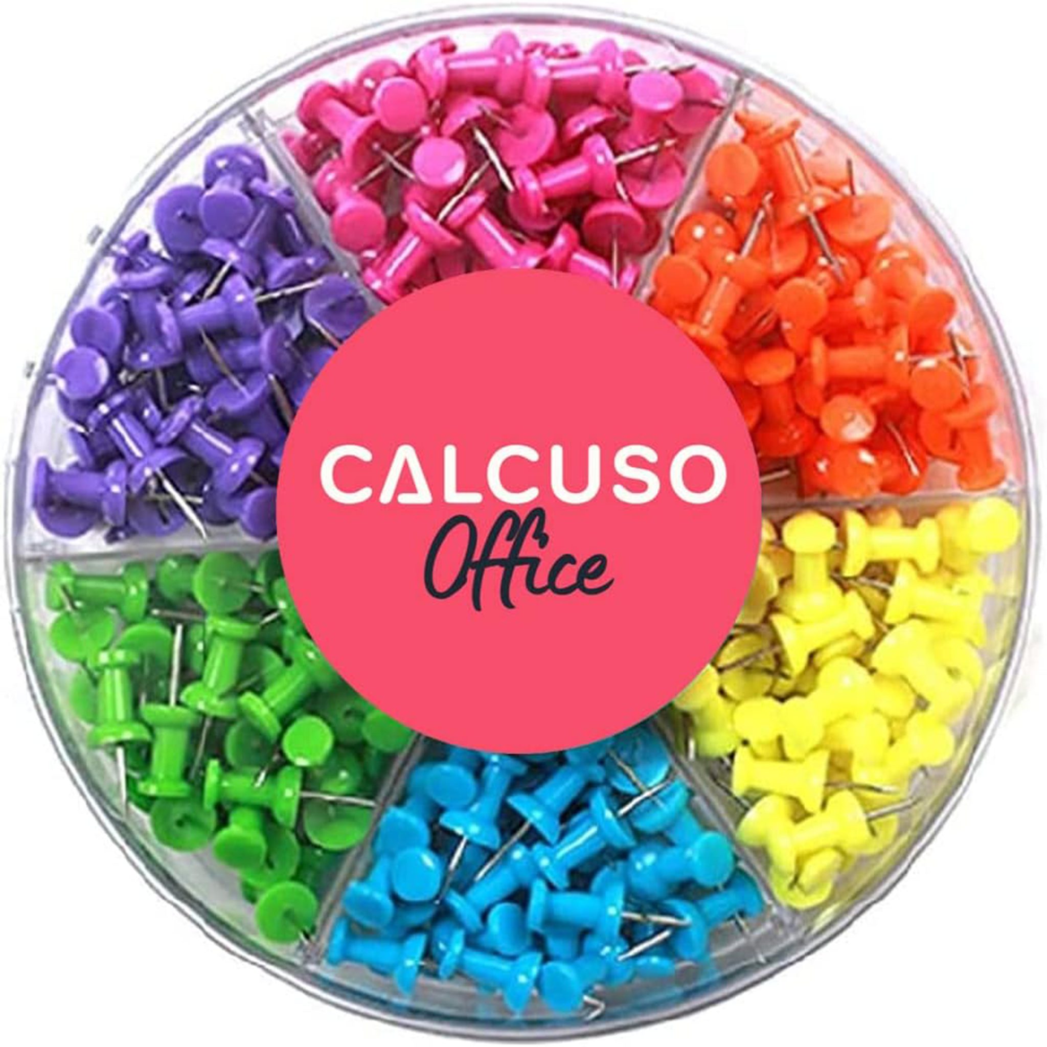 CALCUSO Heftzwecke – 240 bunte Reißnägel / Reißzwecken in Box, 6 Farben à 40