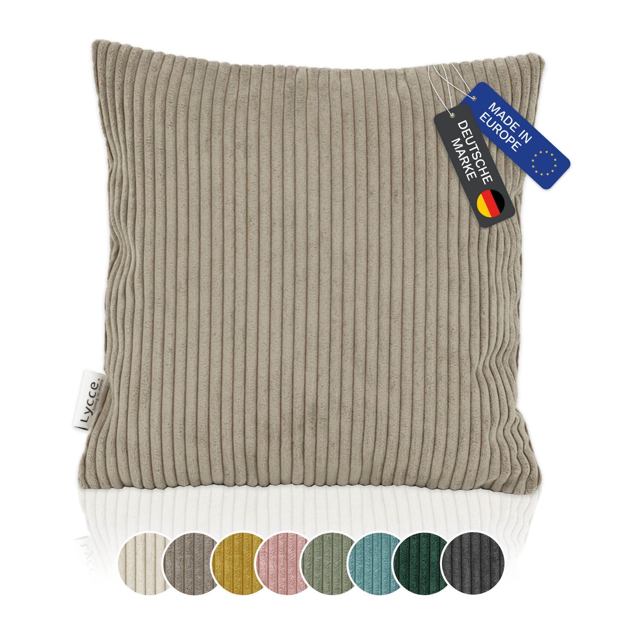 Lycce Dekokissen Kissenbezug aus trendigem Cordstoff (40x40cm), taupe