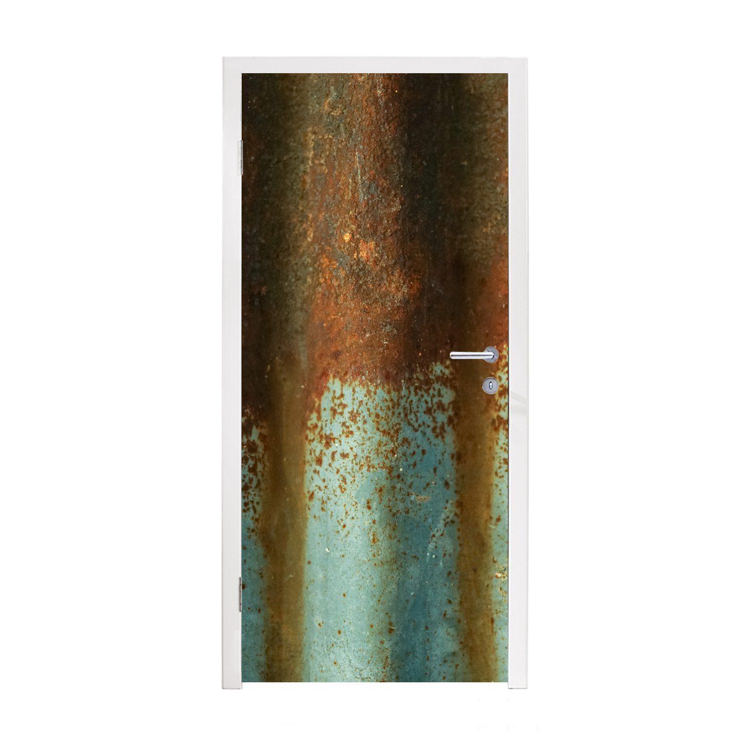 MuchoWow Türtapete Rost - Grau - Riffelblech, Matt, bedruckt, (1 St), Fototapete für Tür, Türaufkleber, 75x205 cm
