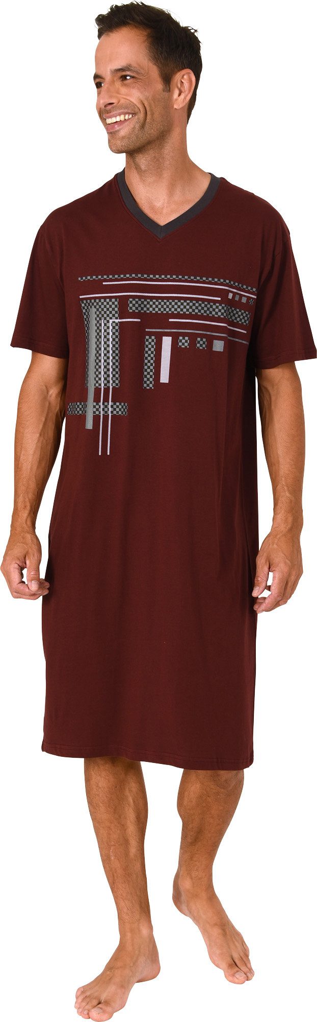 Normann Nachthemd Herren-Nachthemd Single-Jersey gemustert