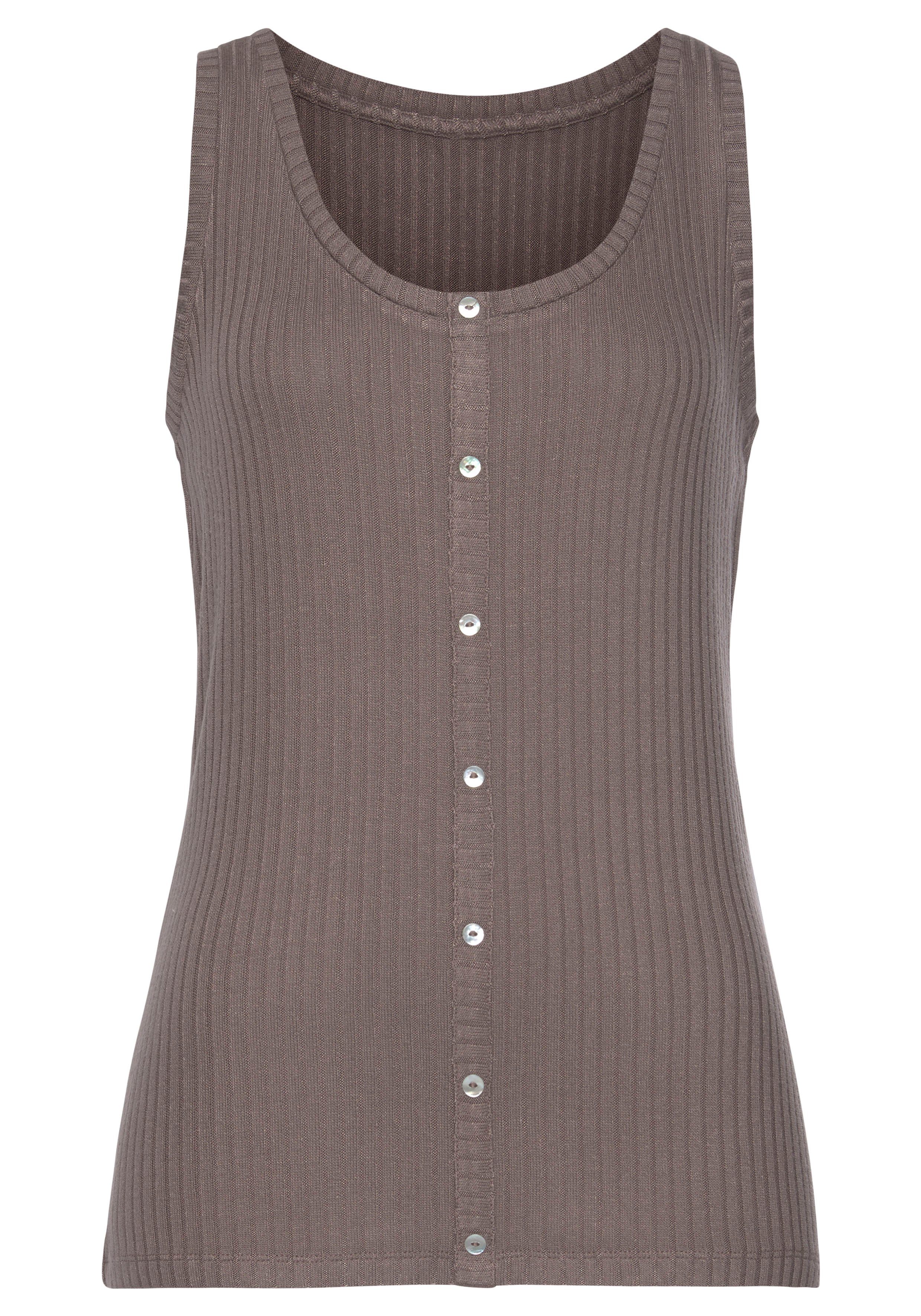 Vivance Ripptanktop mit Zierknopfleiste aus weicher günstig online kaufen