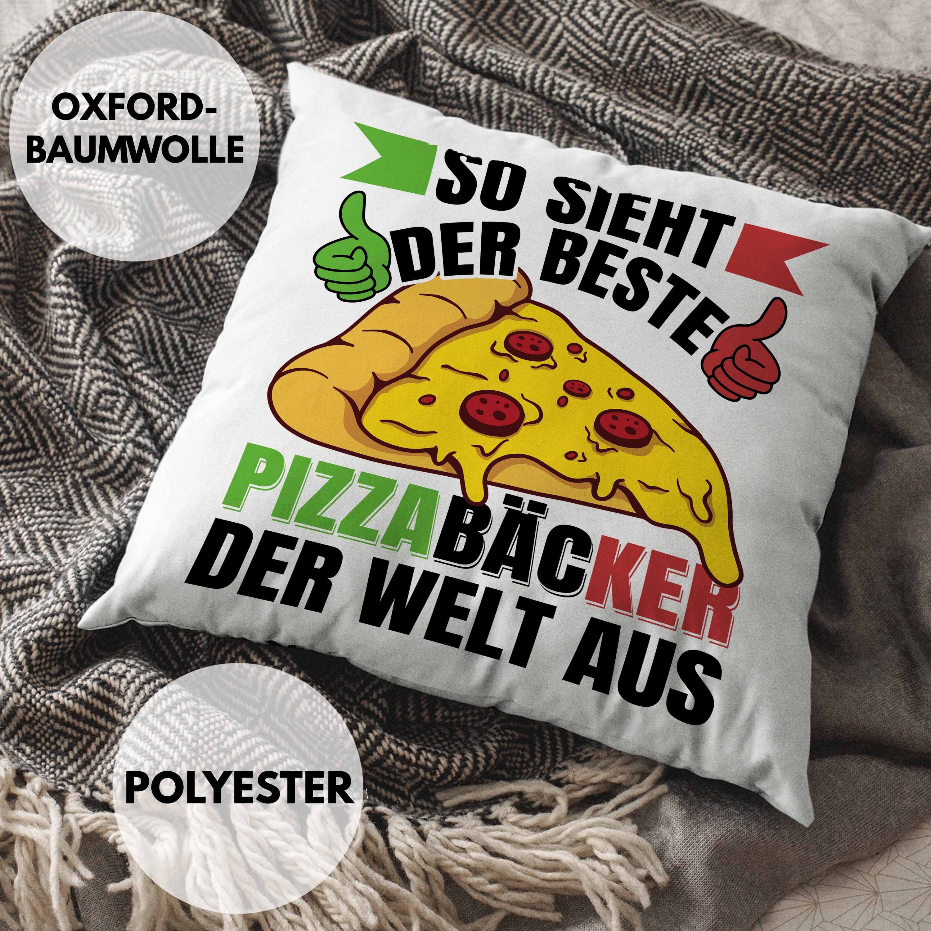 40x40 Spruch Füllung Pizza-Bäcker Blau Geschenk mit Trendation Lustiger Geschenkidee Dekokissen Pizzabäcker Dekokissen Kissen - Trendation