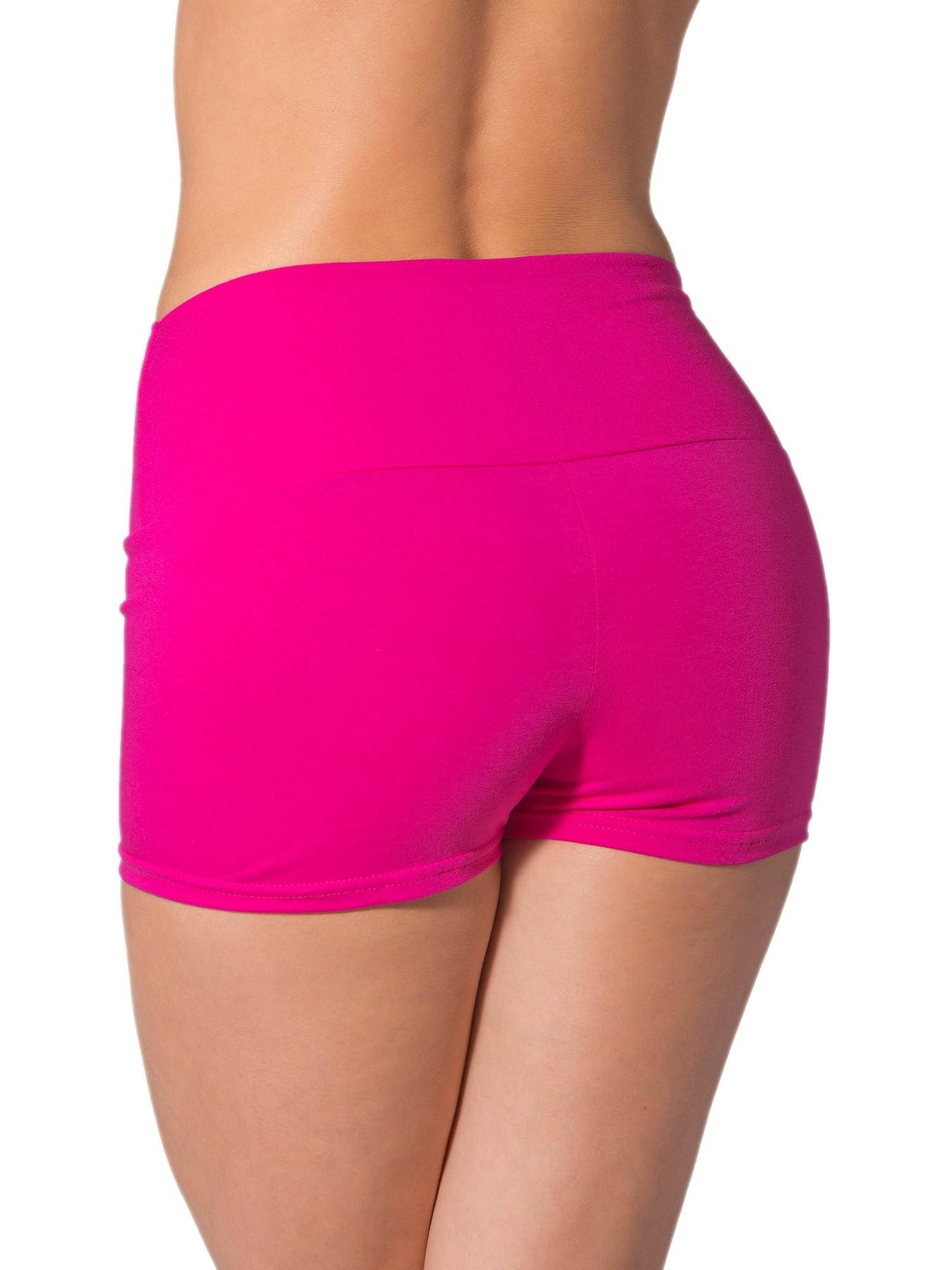Pink Alkato Yogashorts Radlerhose Bund Hohem Hotpants Long Shorts mit Alkato Shorts Damen