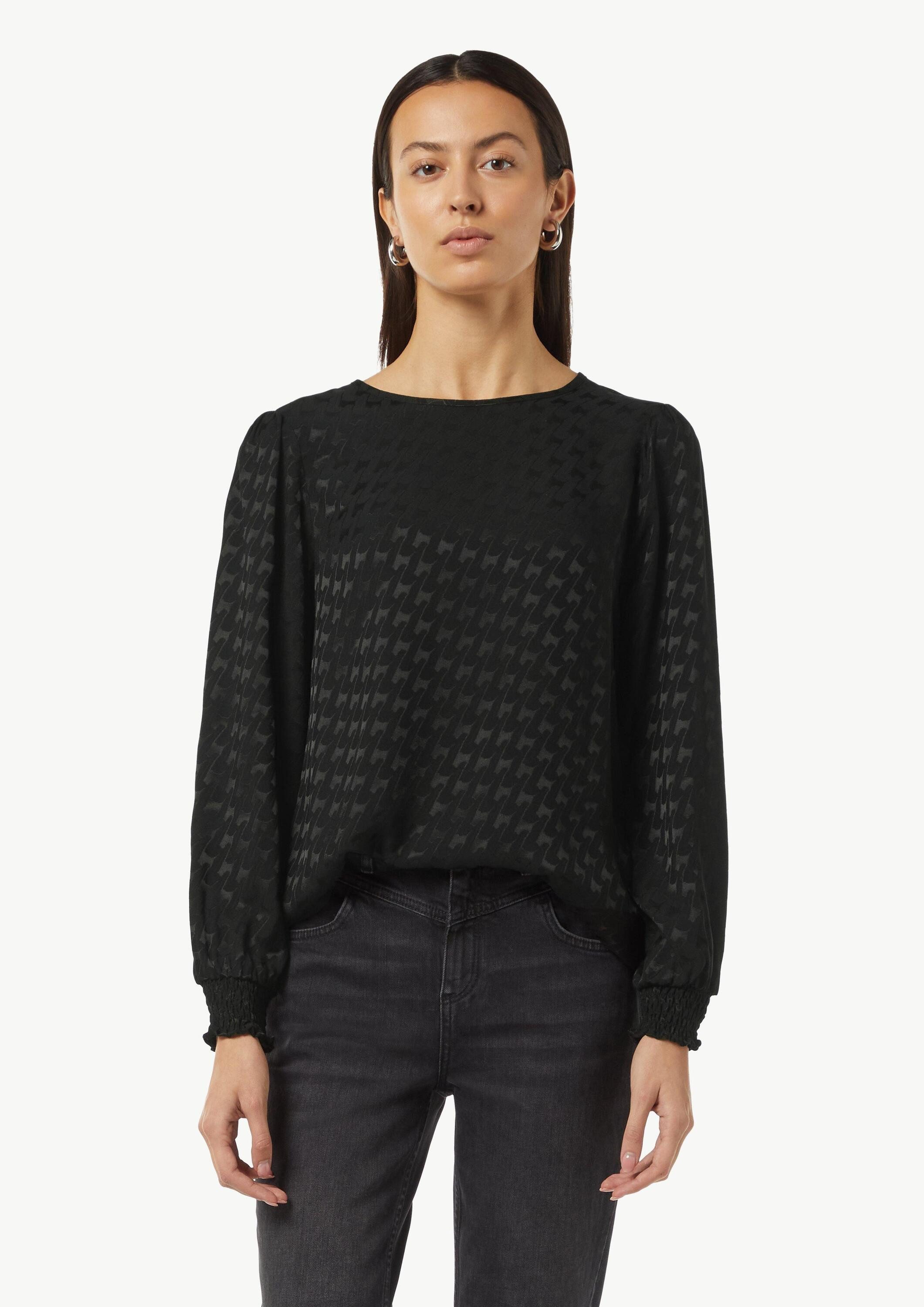 comma Langarmbluse Bluse Viskosebluse mit Hahnentrittmuster günstig online kaufen