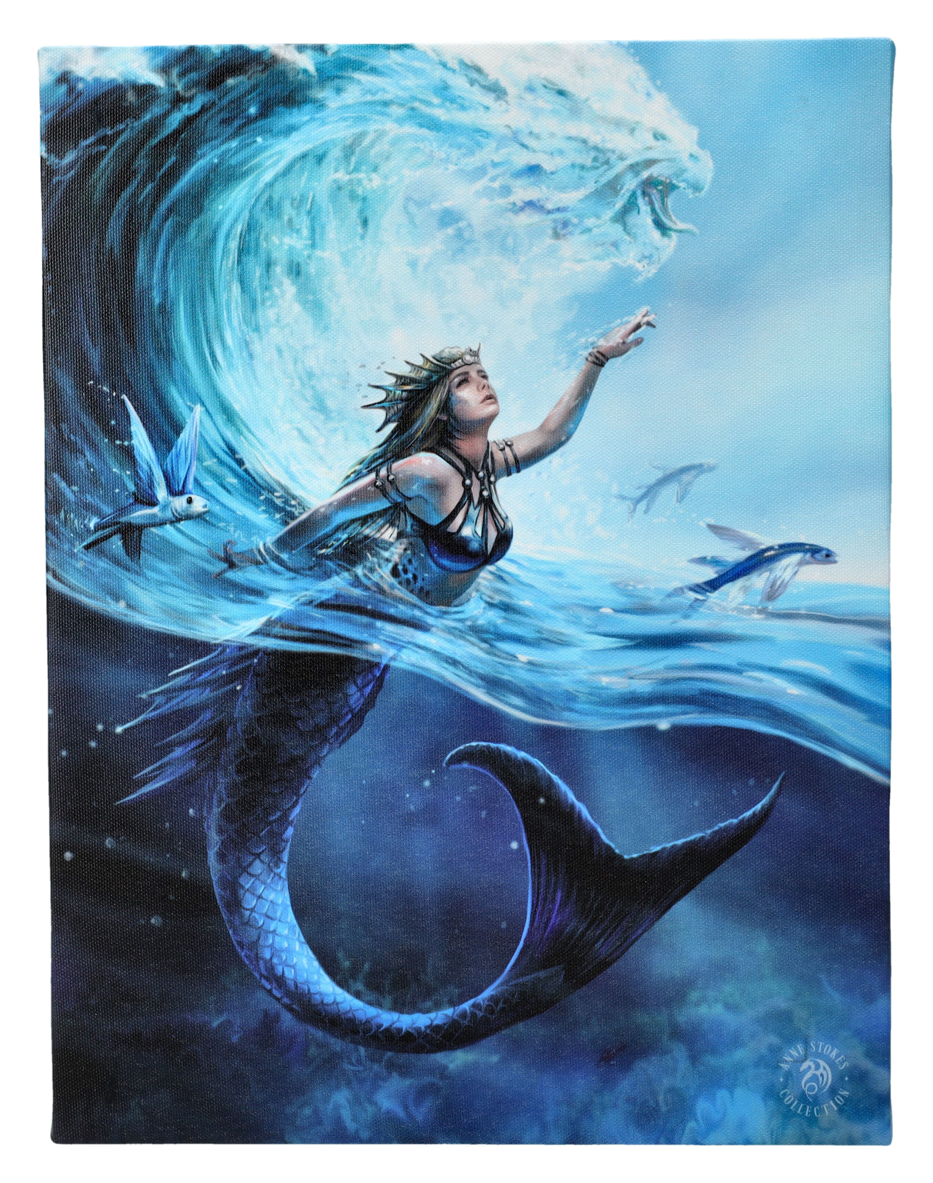 Figuren Shop GmbH Leinwand Kleine Leinwand Meerjungfrau - Wasser Magierin - Fantasy Wandbild Deko