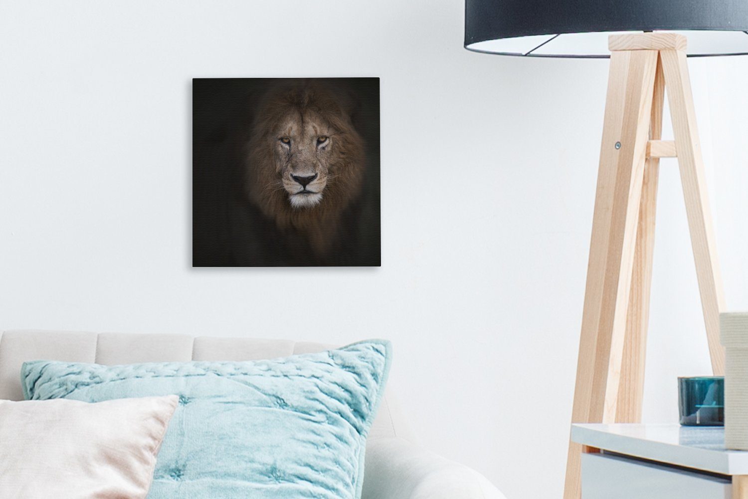 OneMillionCanvasses® Leinwandbild Löwe (1 St), Wild, Leinwand Schatten Schlafzimmer - für - Wohnzimmer Bilder