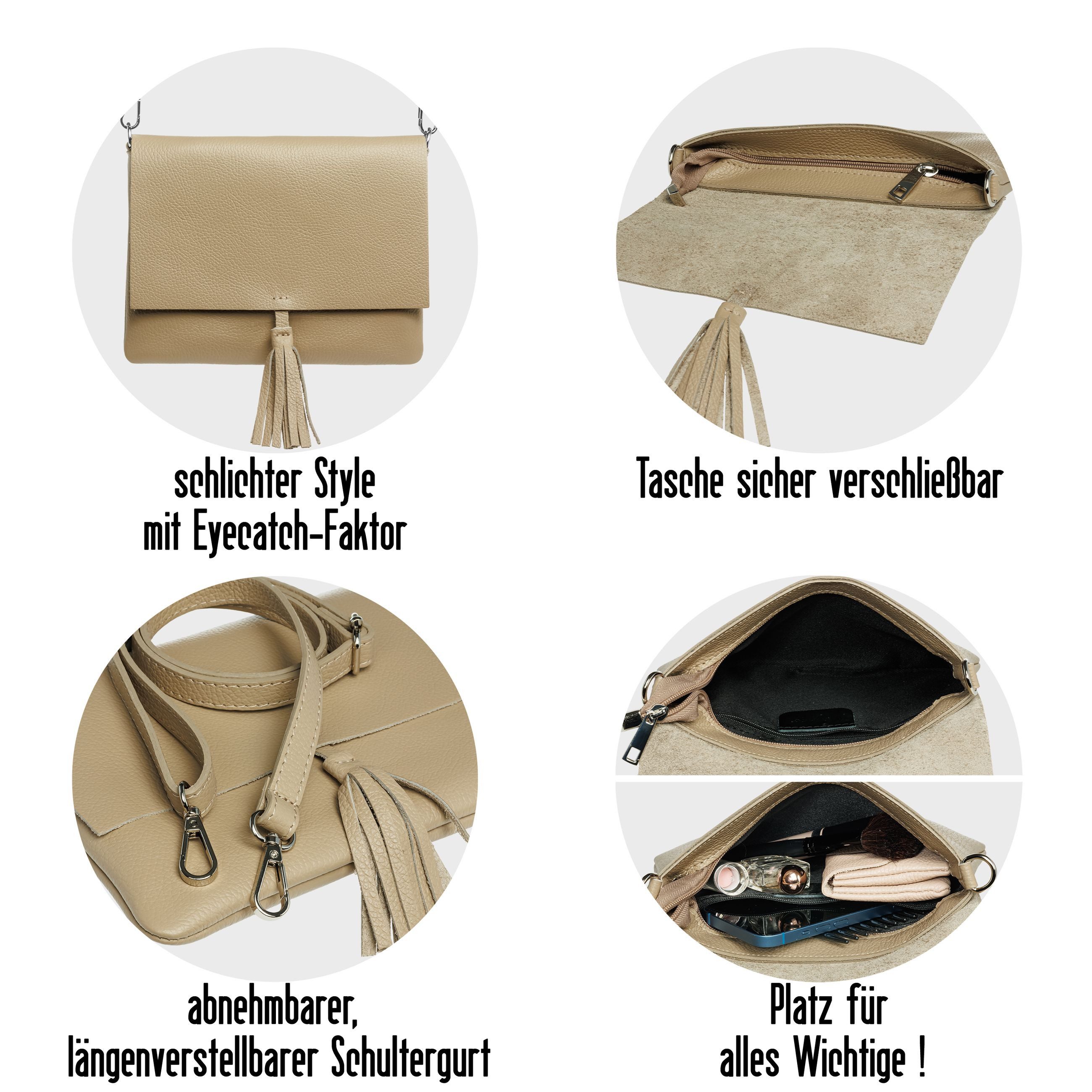 Caspar Clutch Abendtasche Damen Leder Handtasche - CLASSIC LINE - Modell No.830, leicht, elegant & unempfindlich - 100% Echtleder - Handmade in Italy – Bild 4 von 5
