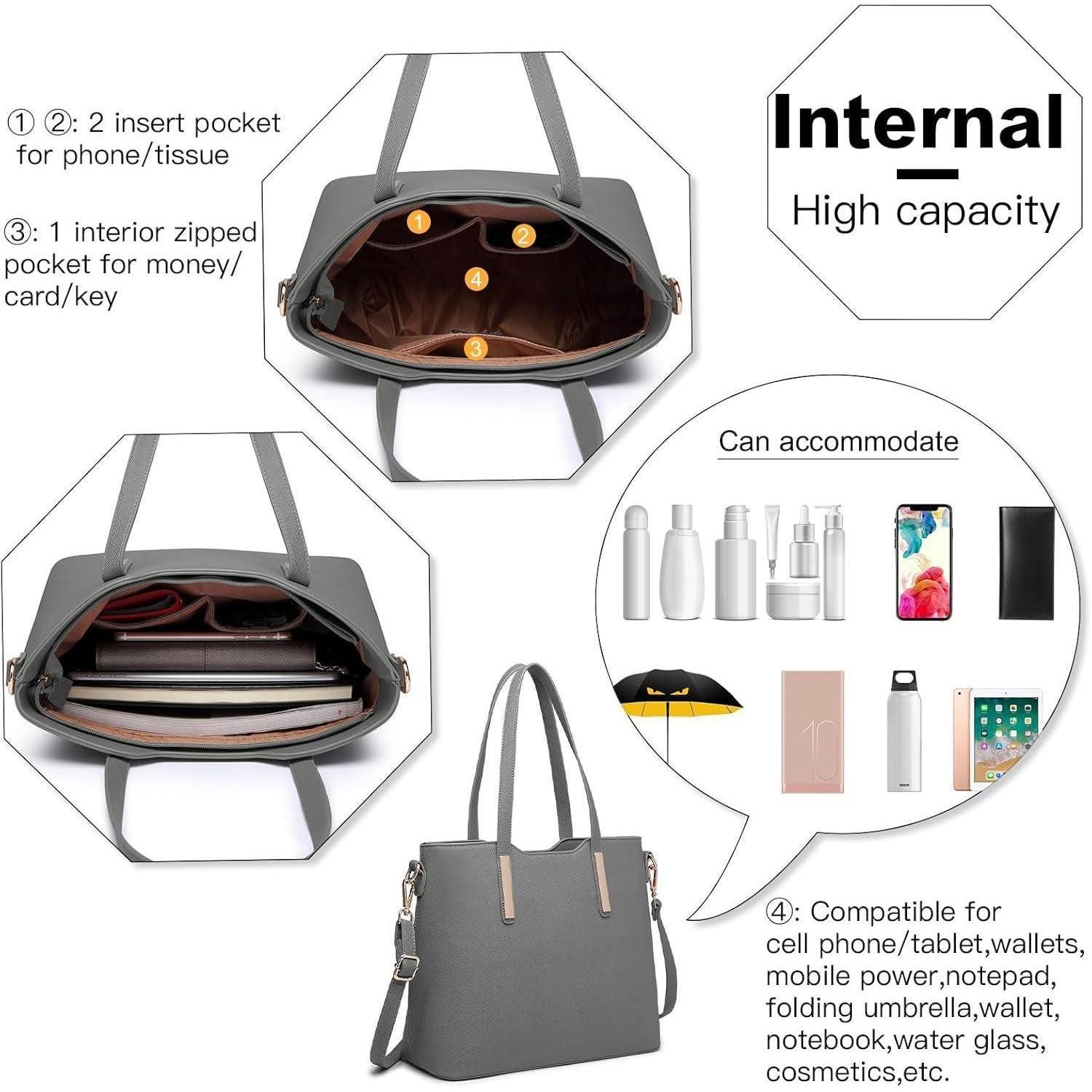 LuxusKollektion Handtasche Damen Handtasche Set Shopper Schultertasche PU Leder 3-teilig