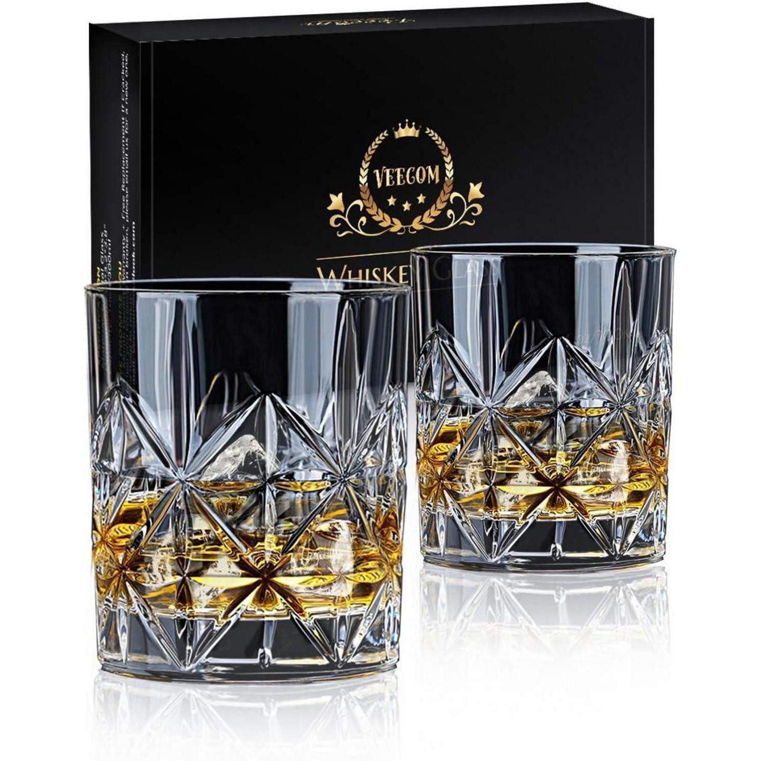 LuxusKollektion Whiskyglas Whiskygläser 315ml Set Old Fashioned Rum Tumbler Scotch Cocktail 2er, Glas