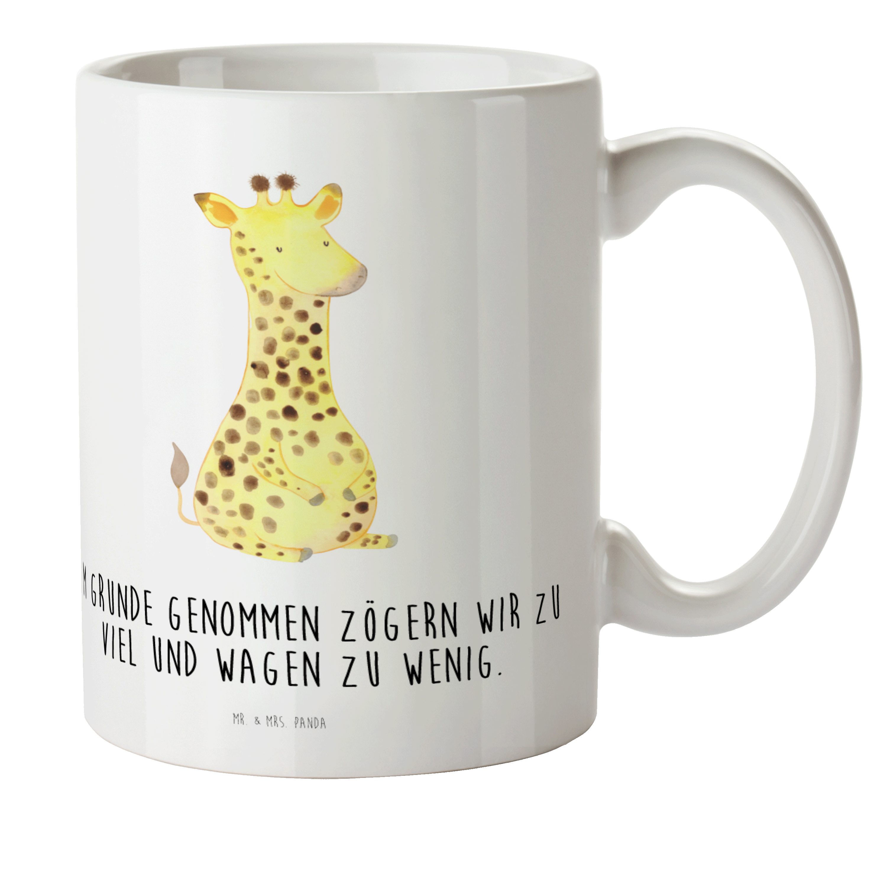 Mr. & Mrs. Panda Kinderbecher - Geschenk, Zufrieden Reisebech, Giraffe Glück, Kunststoff - Camping Becher, Weiß